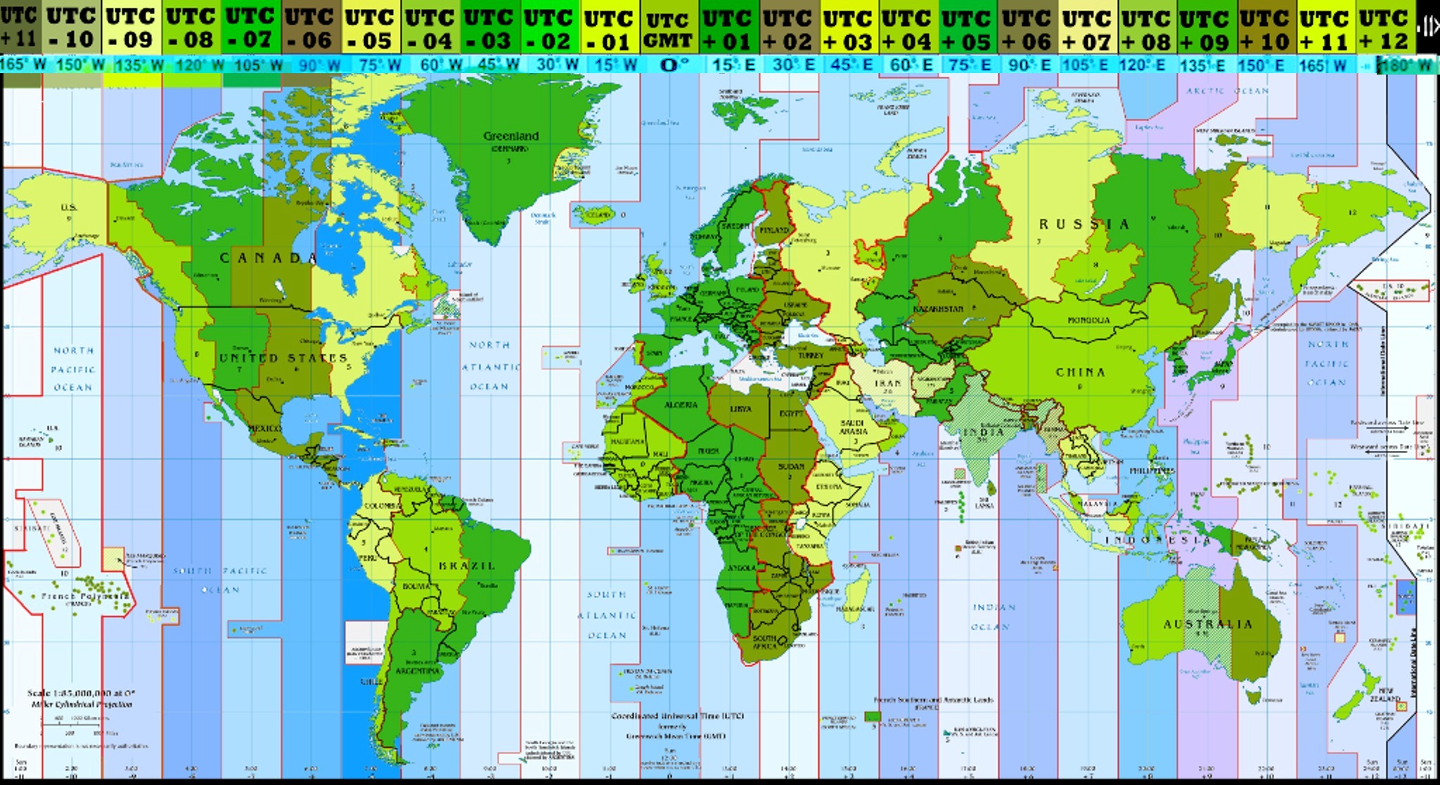 world time zones converting table