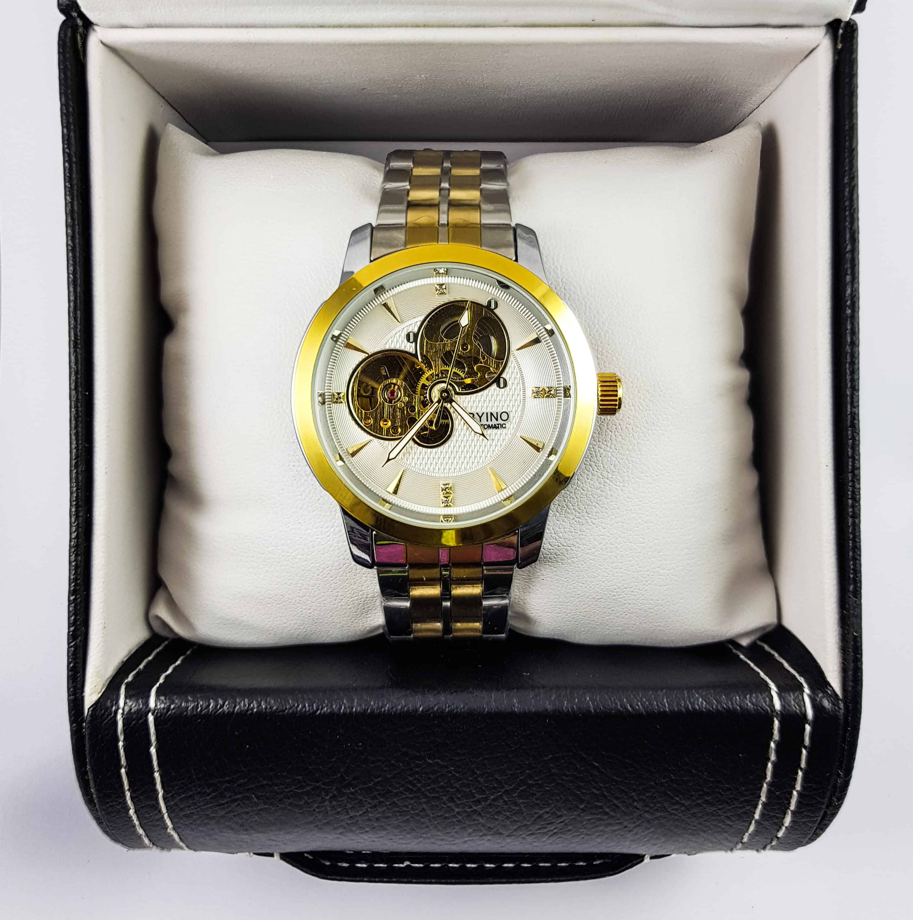 Byino Skeleton Automatic Wrist Watch for Men Gold & Silver » Daddy ...
