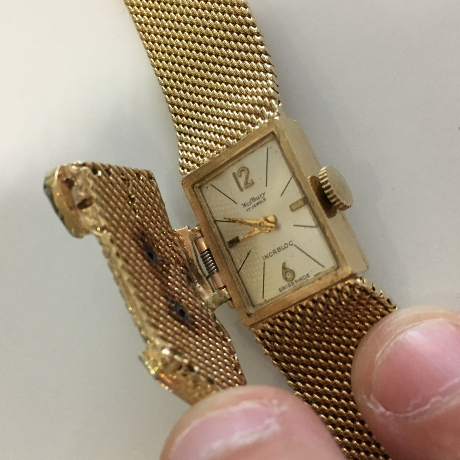 14k White Gold Vintage Ladies Diamond Wristwatch Swiss Circa 1950 ...
