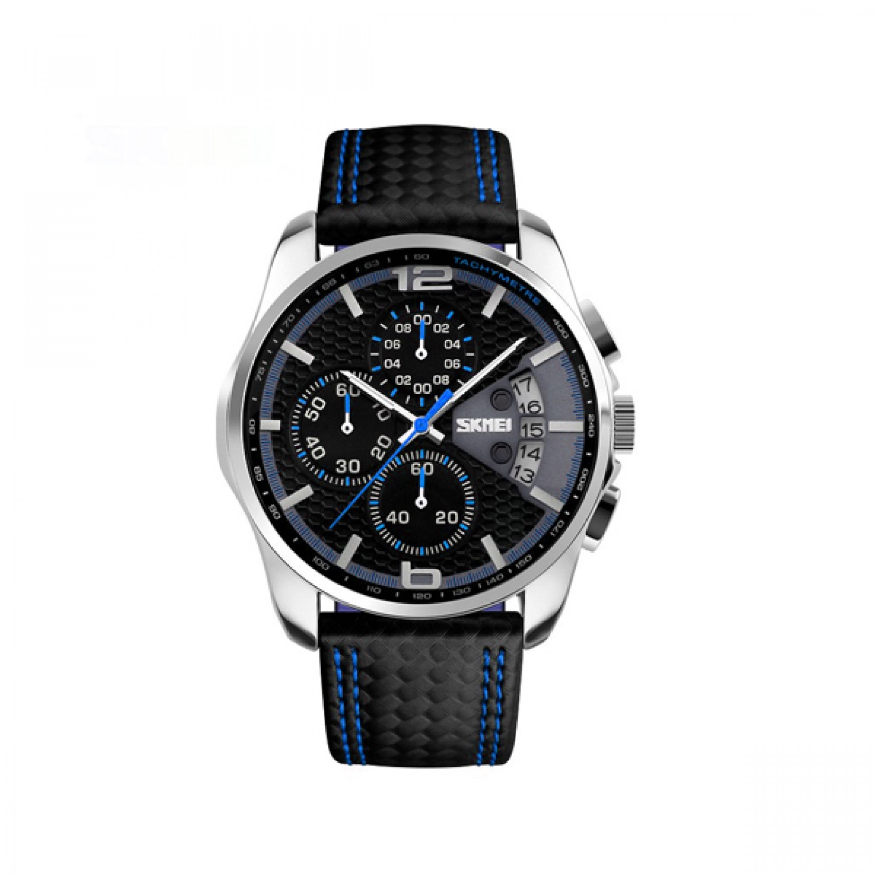 Waterproof Fashion PU Leather Band Wrist Watch 9106 - Blue