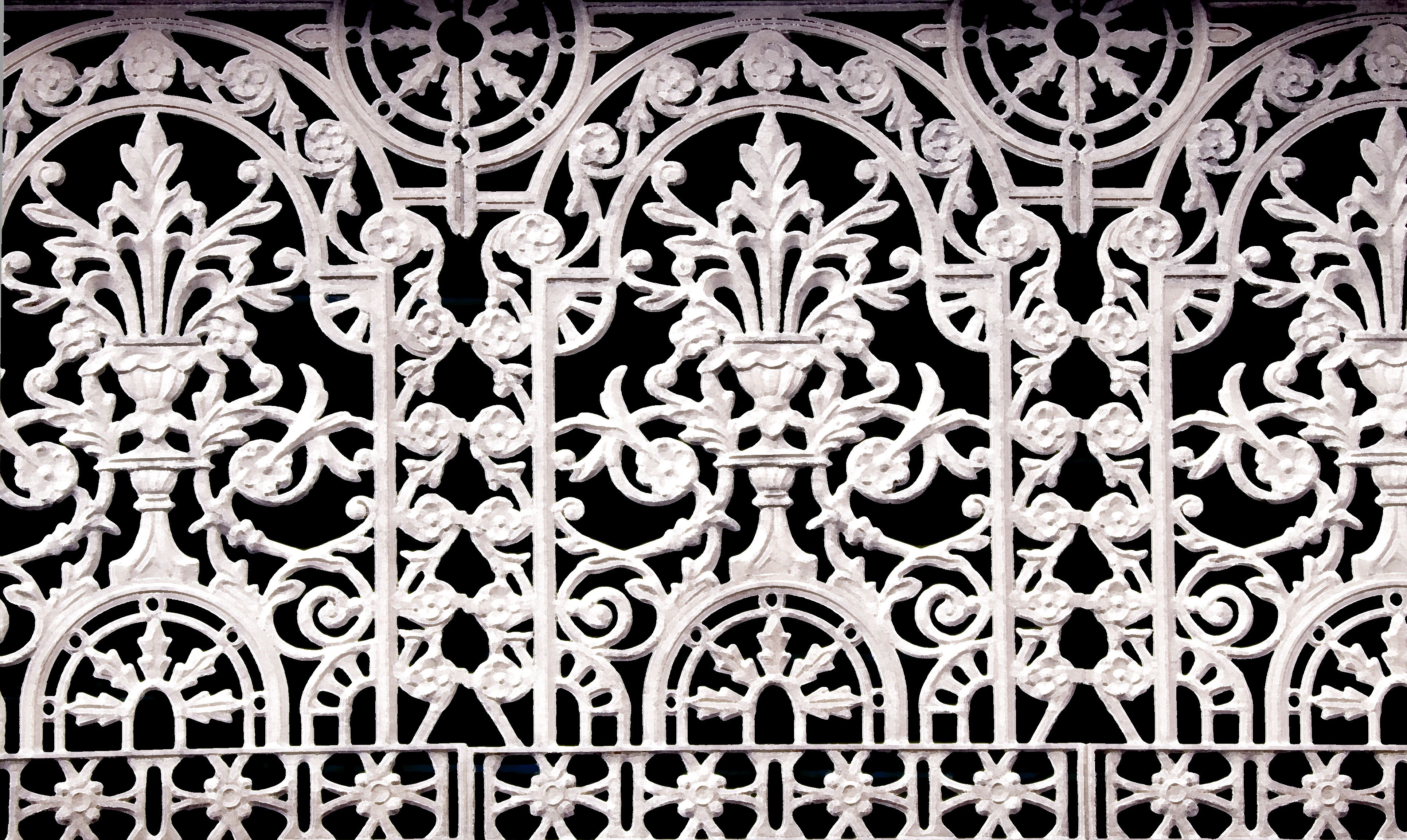 Wrought Iron Fence, Balustrade, Ornate, White, Swirl, HQ Photo