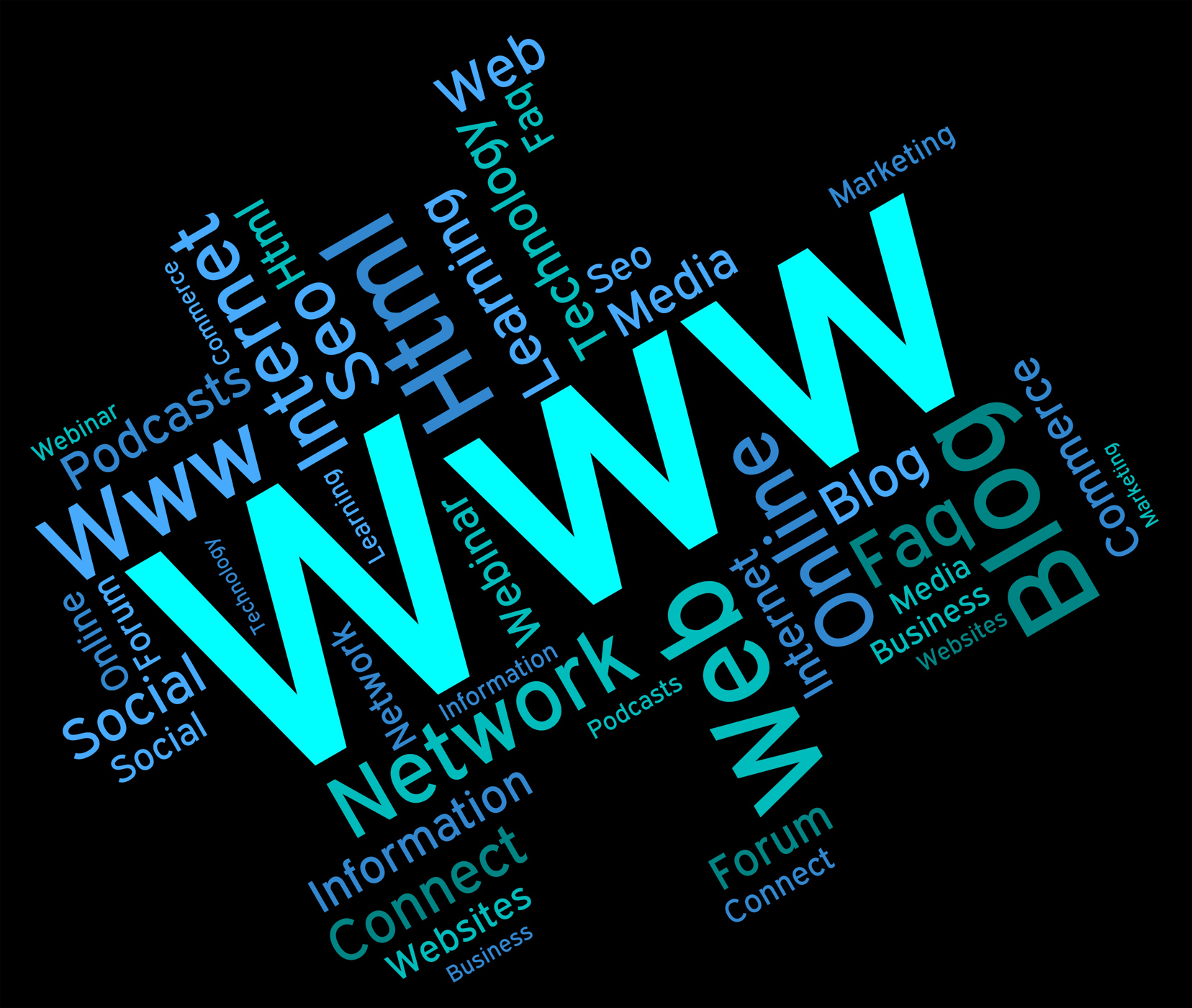 Www word means world wide web and internet photo