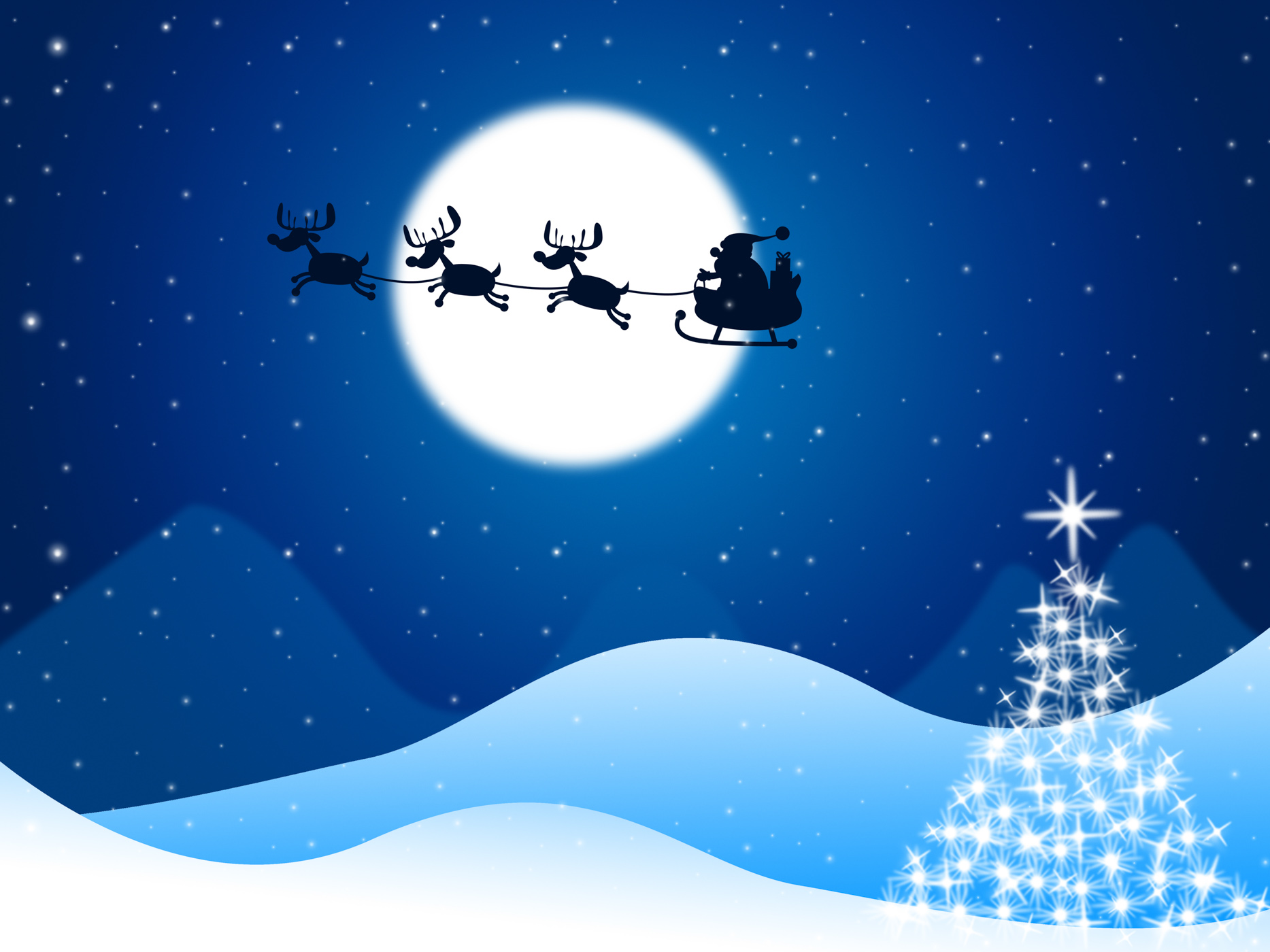 Xmas Tree Represents Merry Christmas And Greeting, Celebrate, Moonlight, Xmas, X-mas, HQ Photo