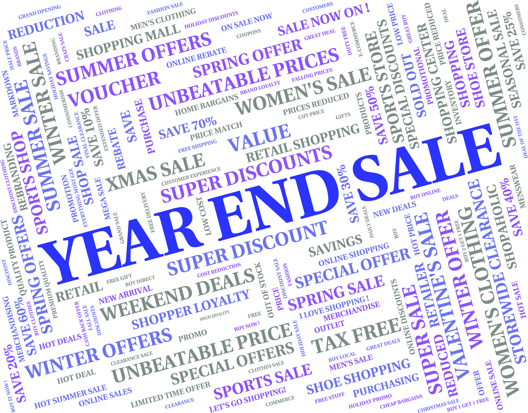 Year end sale represents retail clearance and discount photo