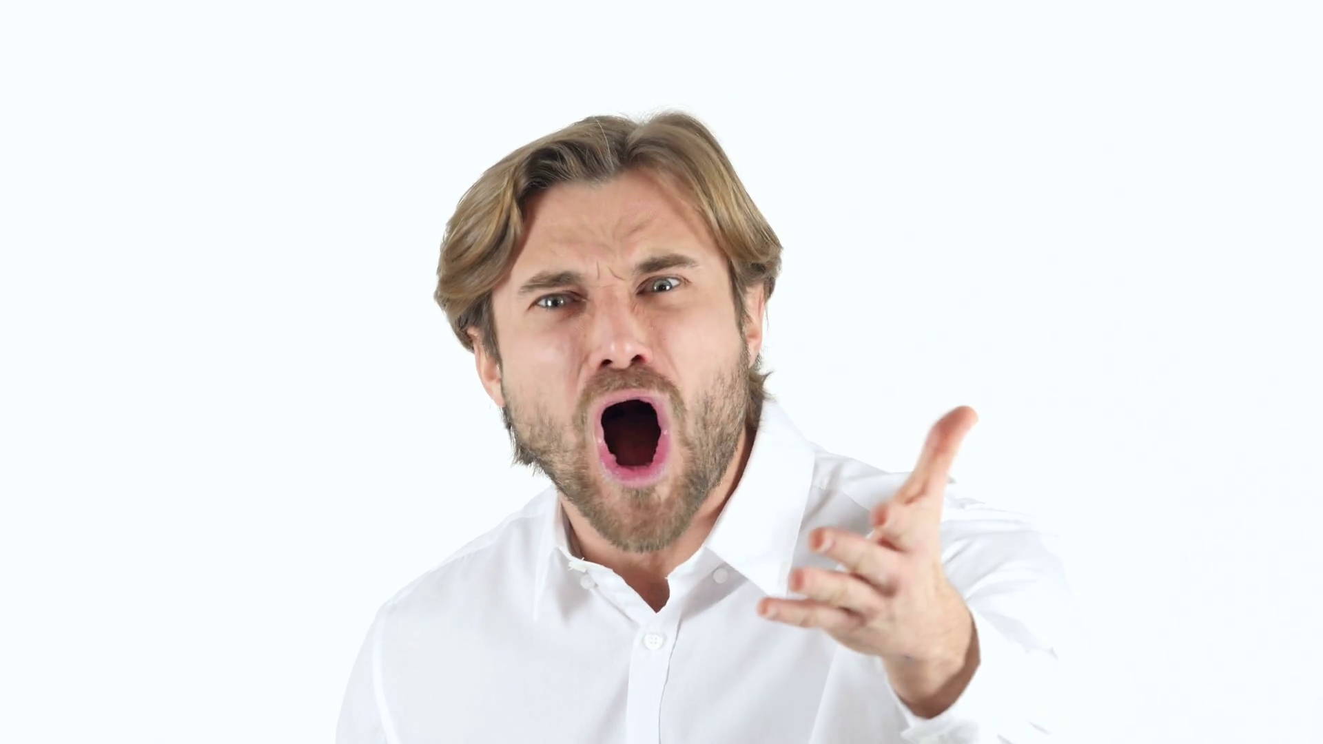 Angry Yelling Man on white Background Stock Video Footage - Videoblocks