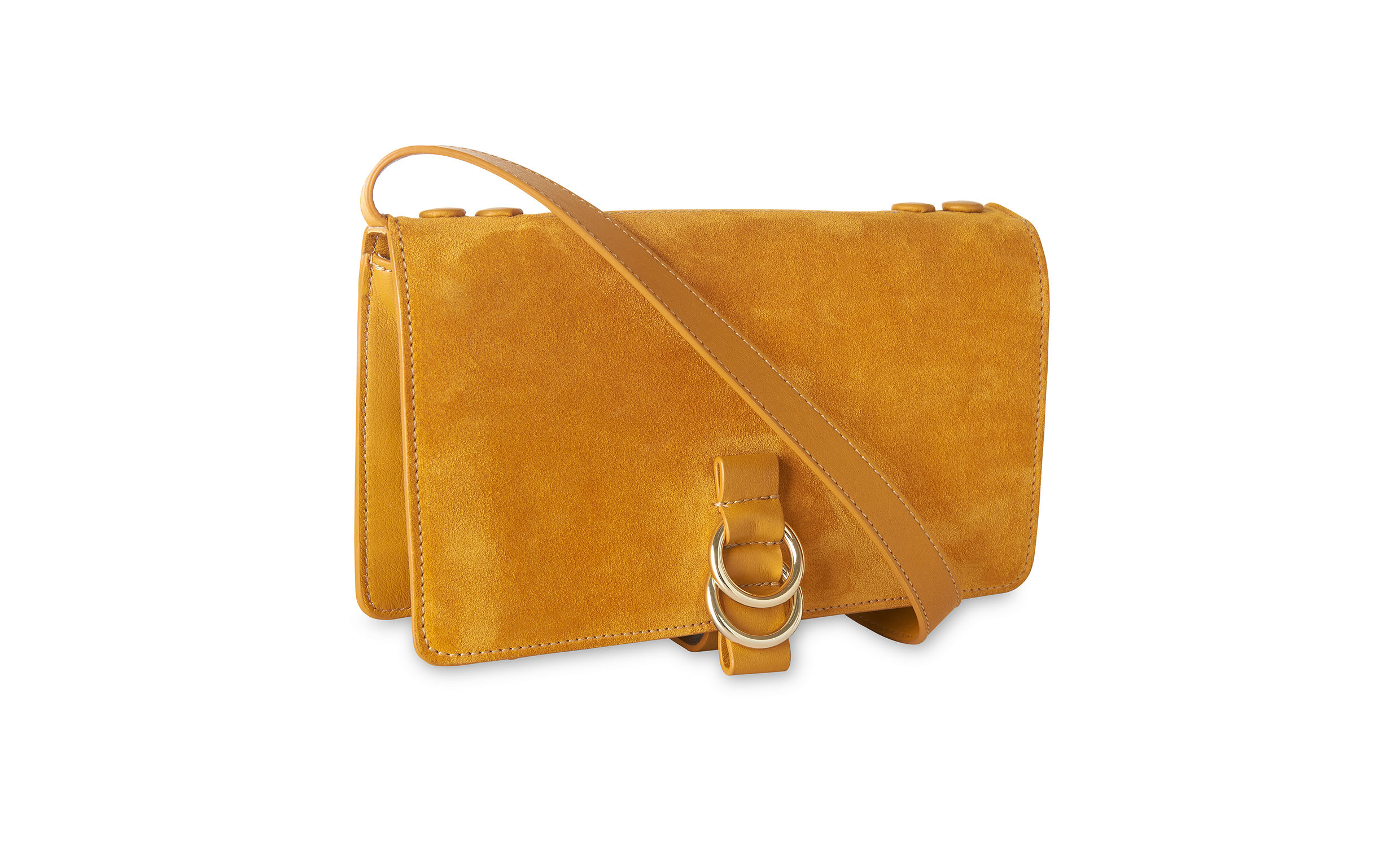 Zora Leather Suede Ring Bag, Yellow | WHISTLES