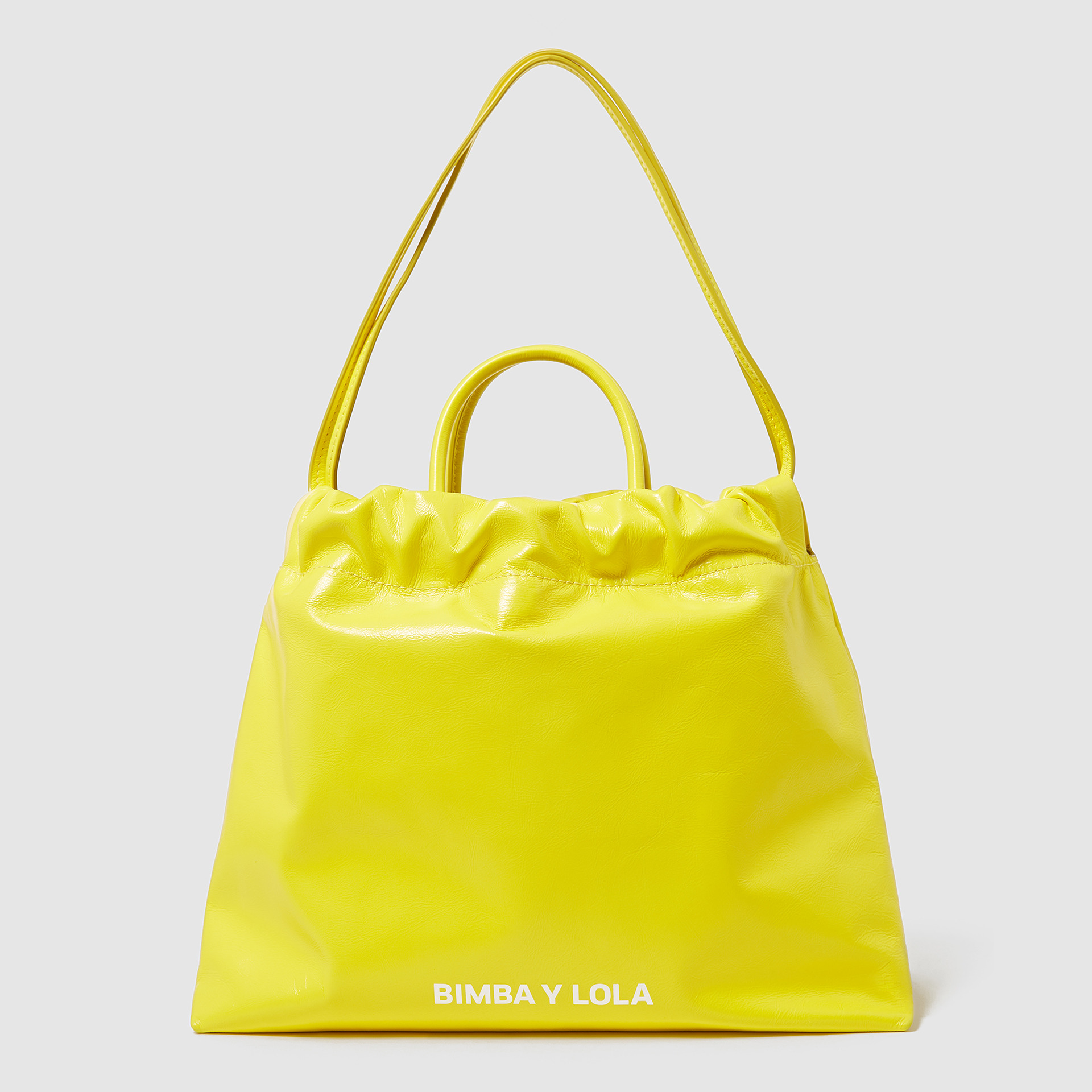 Yellow leather squared shopper bag | BIMBA Y LOLA ®