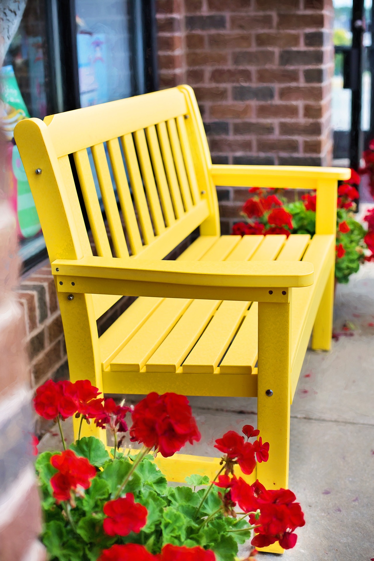 Yellow bench photo