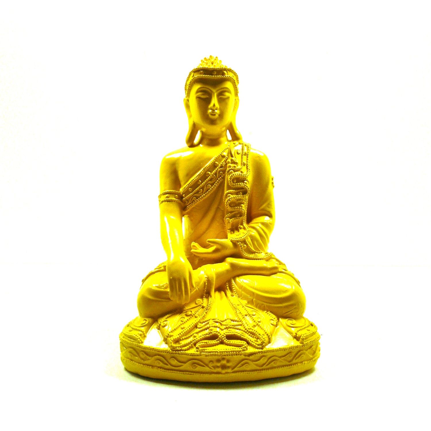 yellow buddha statue, thai, home decor, zen, painted decor, buddhist ...