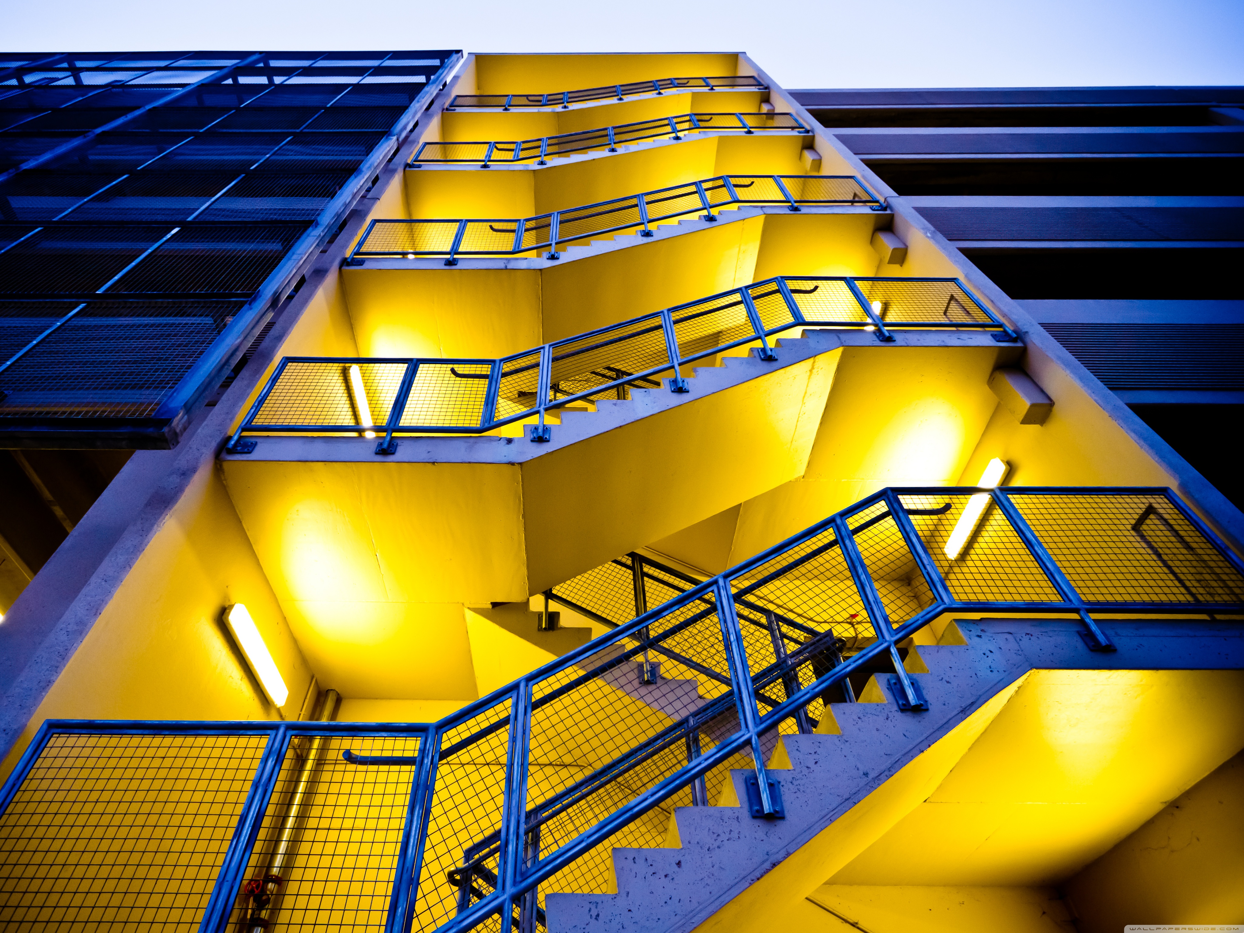Blue Building, Yellow Stairs ❤ 4K HD Desktop Wallpaper for 4K Ultra ...