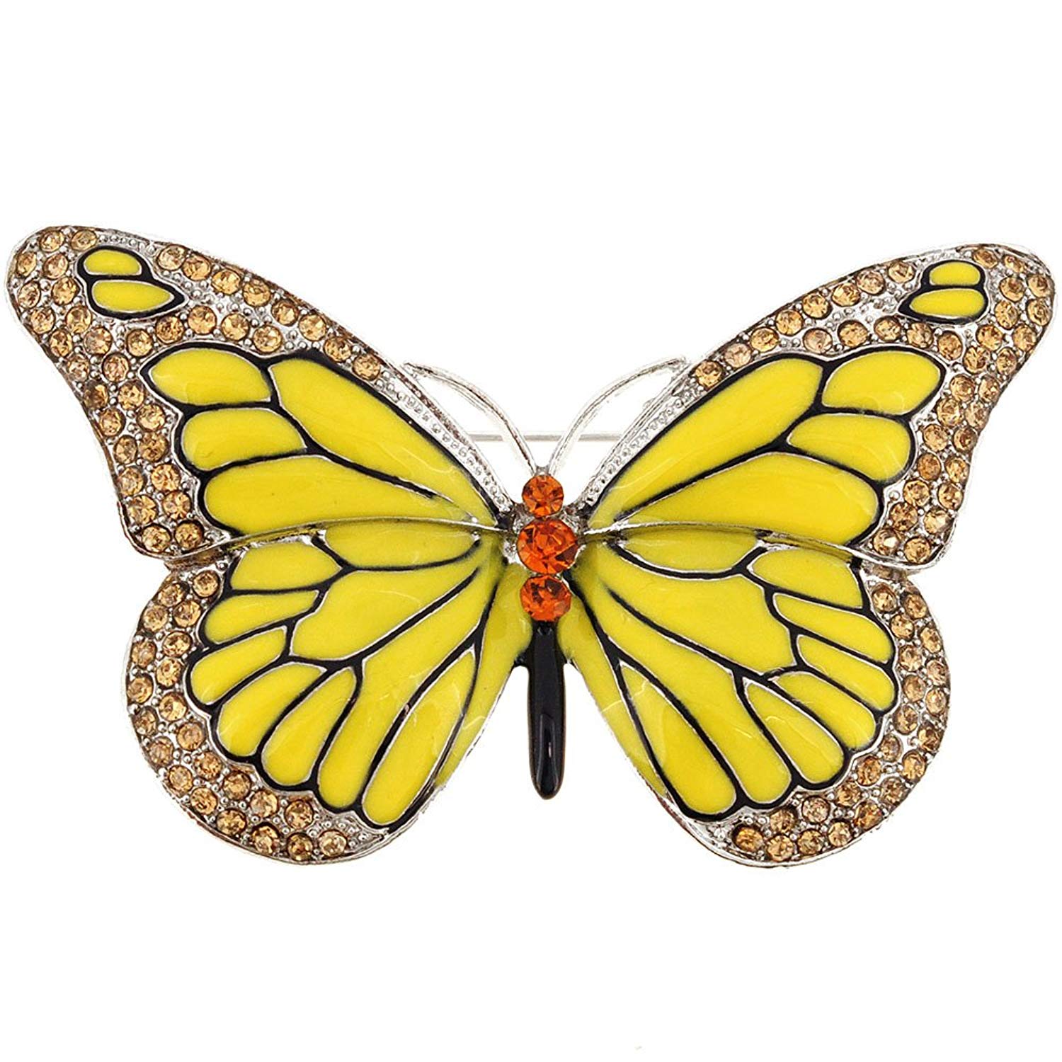 Amazon.com: Yellow Monarch Butterfly Crystal Pin Brooch: Jewelry
