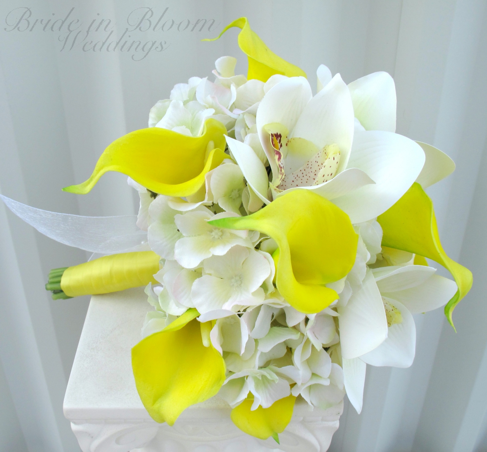 Yellow calla lily orchid wedding bouquet | Bride in Bloom