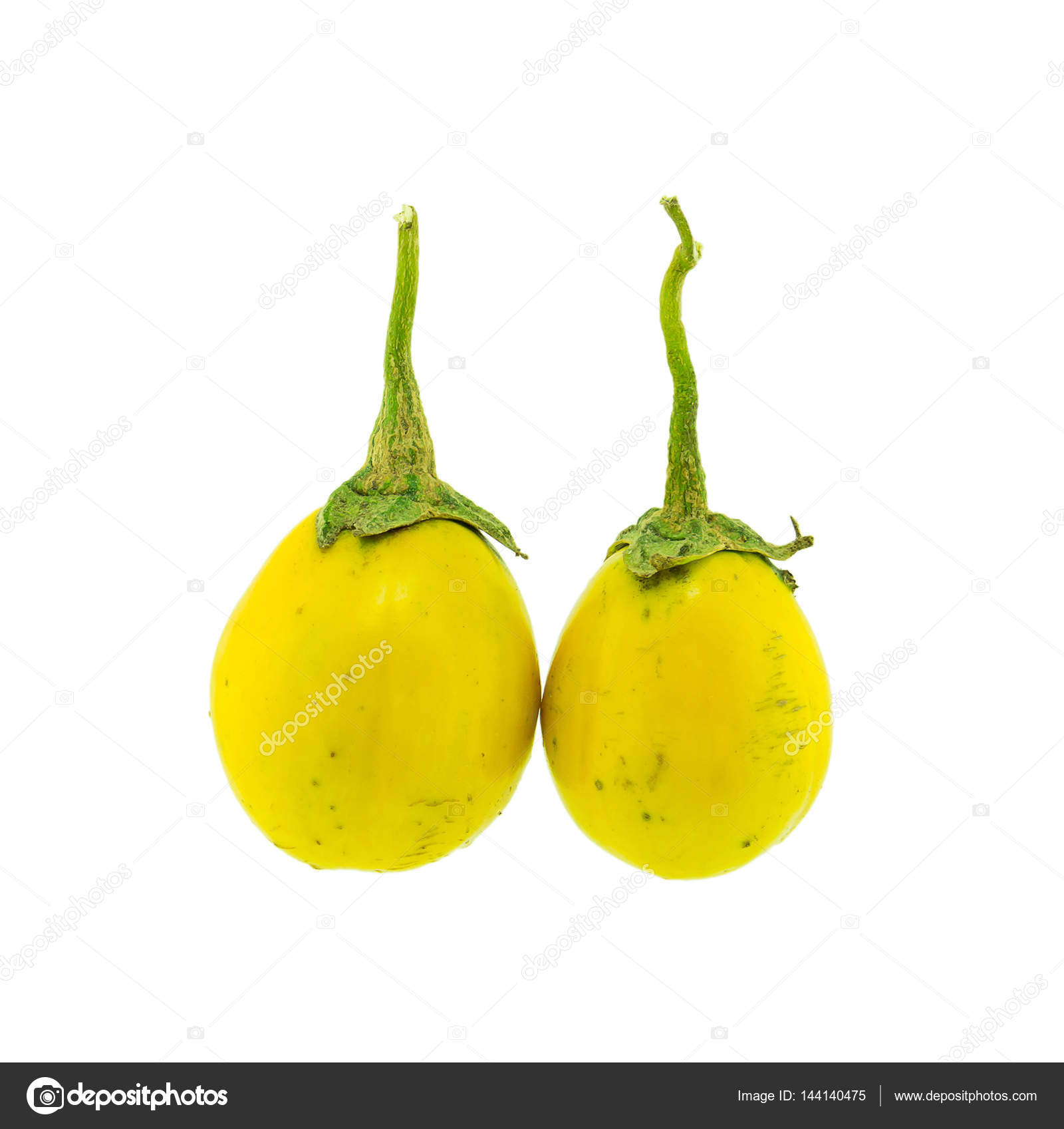 two Yellow Eggplant isolated on white background — Stock Photo ...
