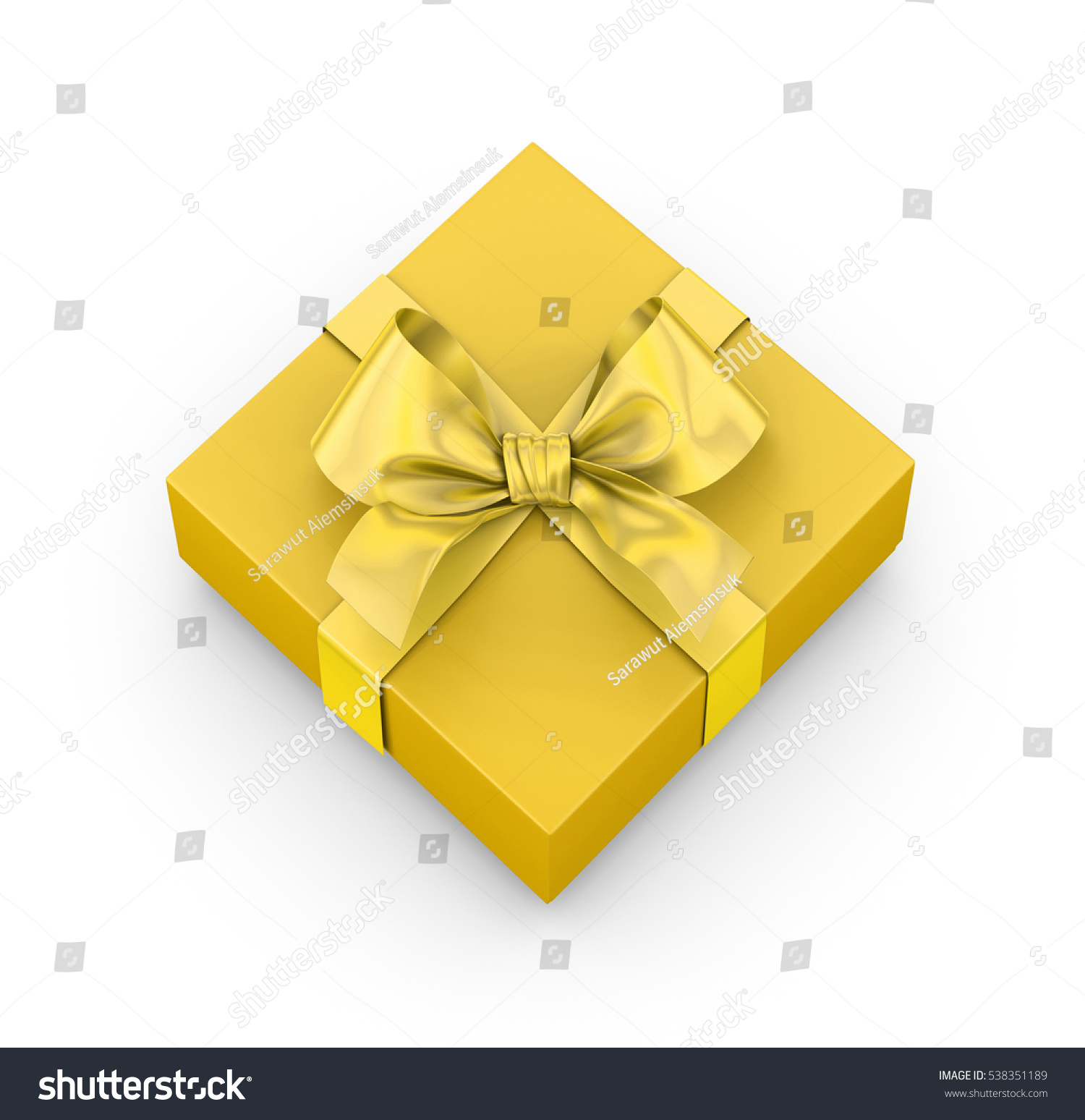 Yellow Gift Box Ribbon Top View Stock Illustration 538351189 ...