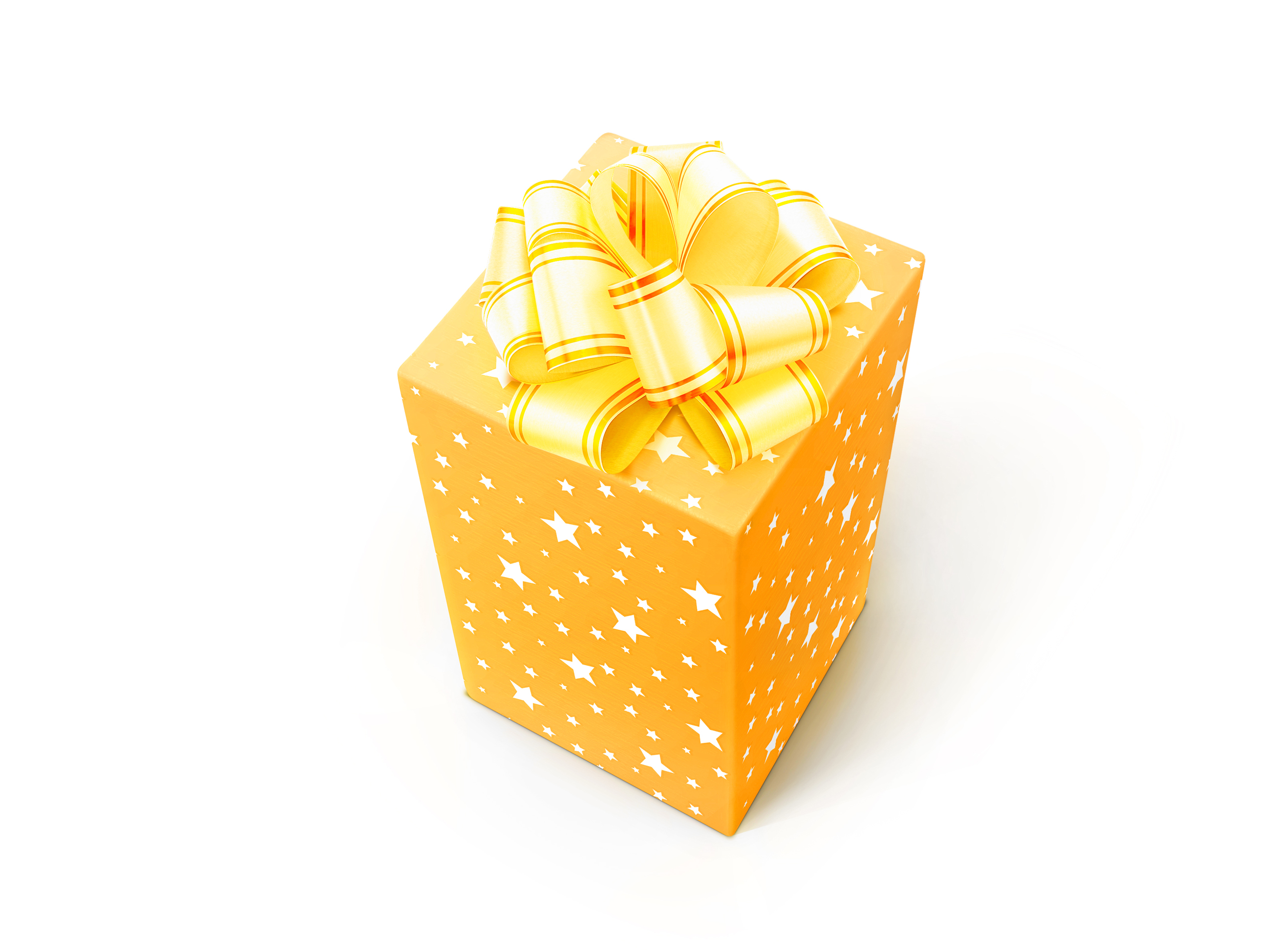 Yellow Gift, Anniversary, Isolated, Xmas, Wrapping, HQ Photo