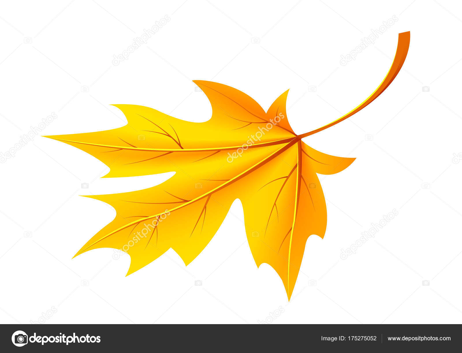 Autumn Golden Yellow Leaf Vector Illustration Icon — Stock Vector ...