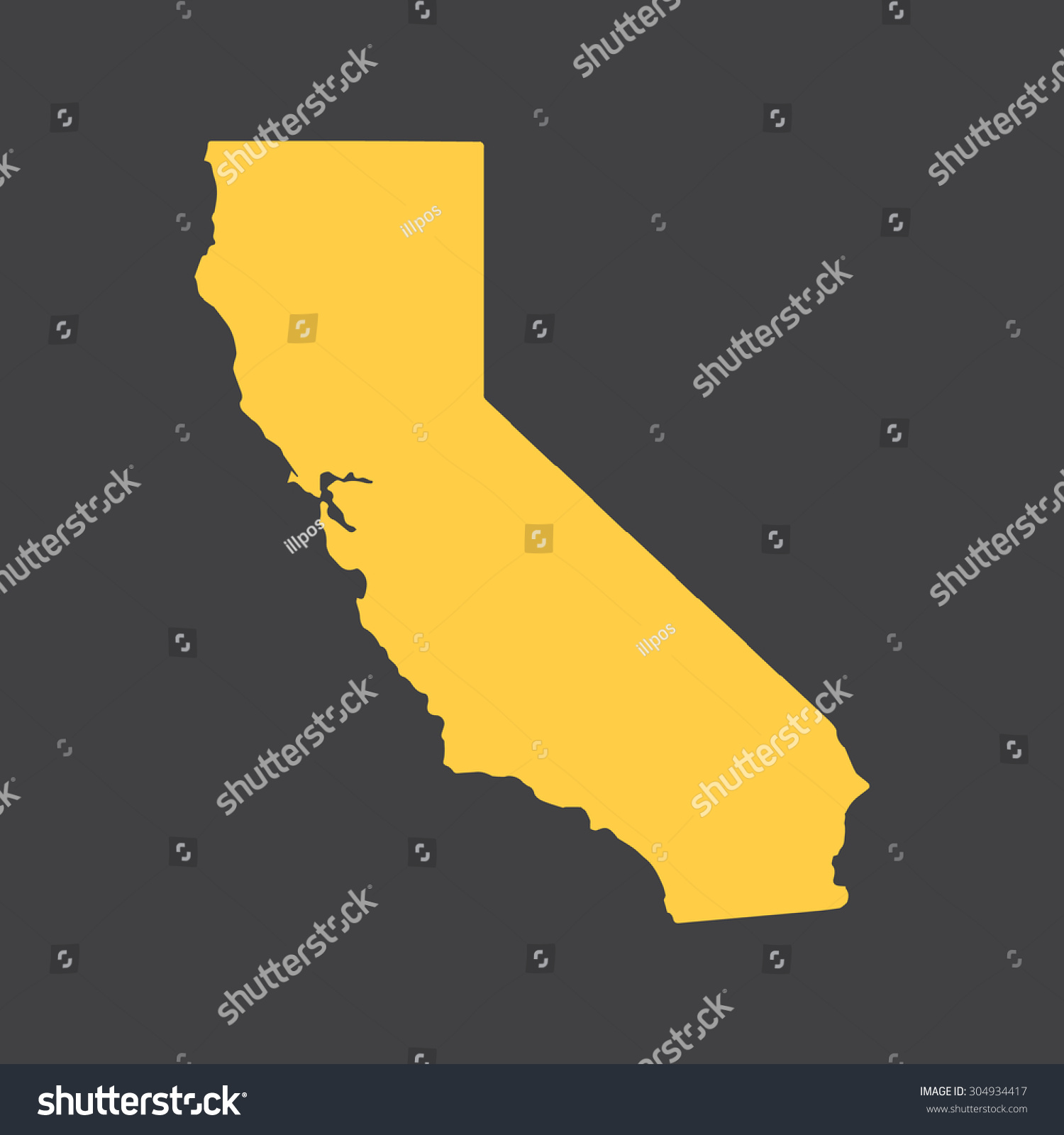 California Yellow State Bordermap Vector Illustration Stock Vector ...