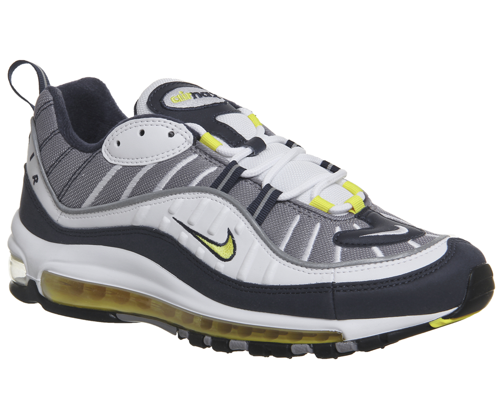 Nike Air Max 98 Trainers White Tour Yellow Midnight Navy - His trainers