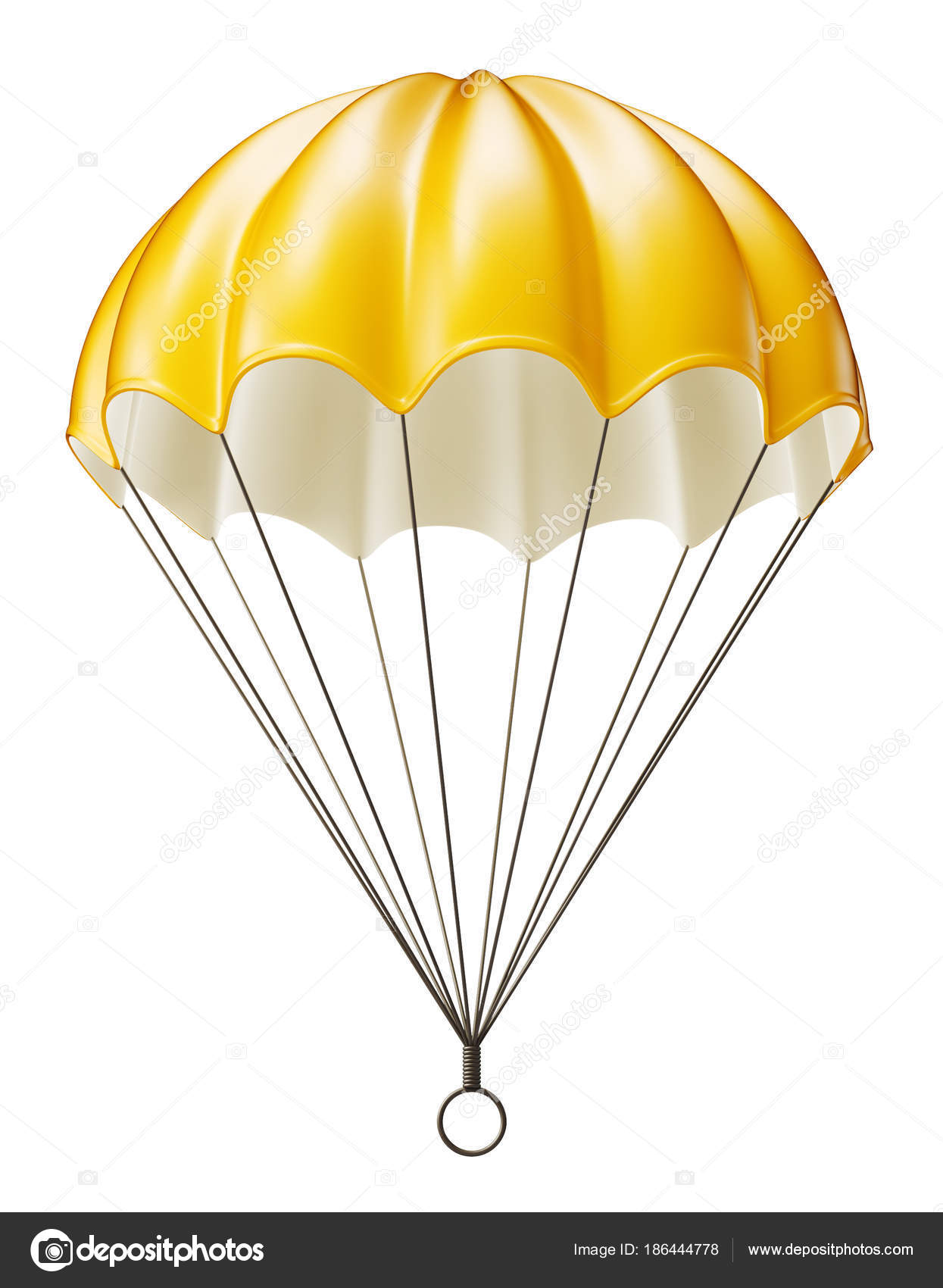 Yellow Parachute Isolated White Background Illustration — Stock ...