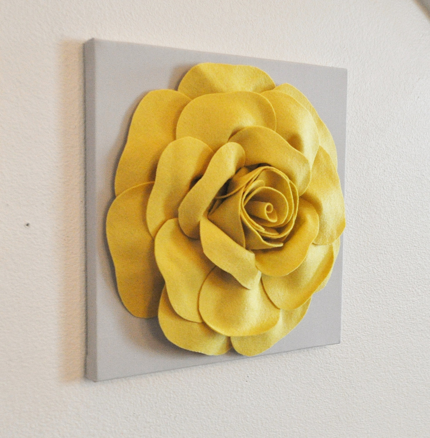 Home Decor Wall Hanging Mellow Yellow Rose on Gray 12