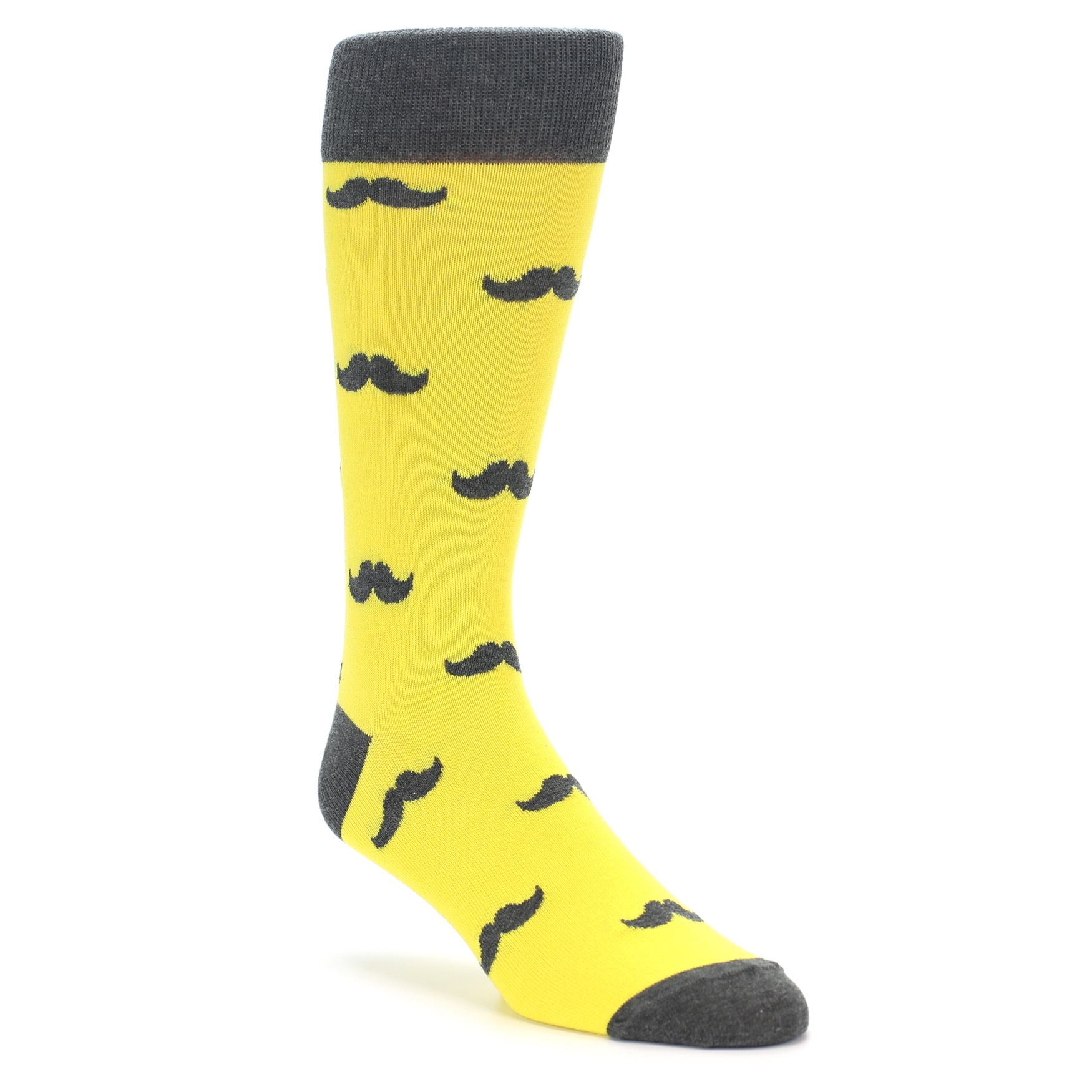 Yellow Grey Mustache Men's Dress Socks - boldSOCKS