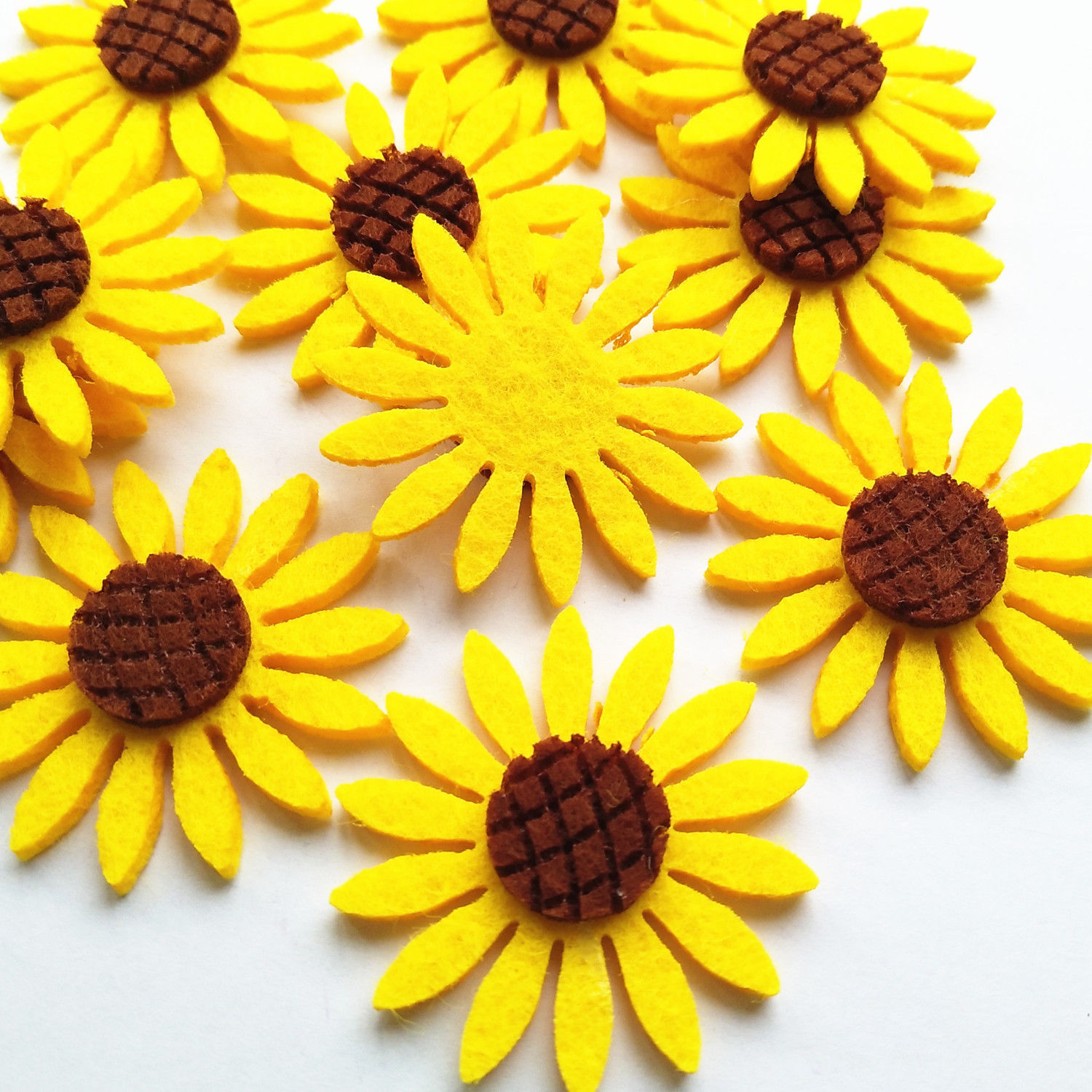 Yellow Sunflower Felt Padded Applique Clothes Sewing Diy Craft ...