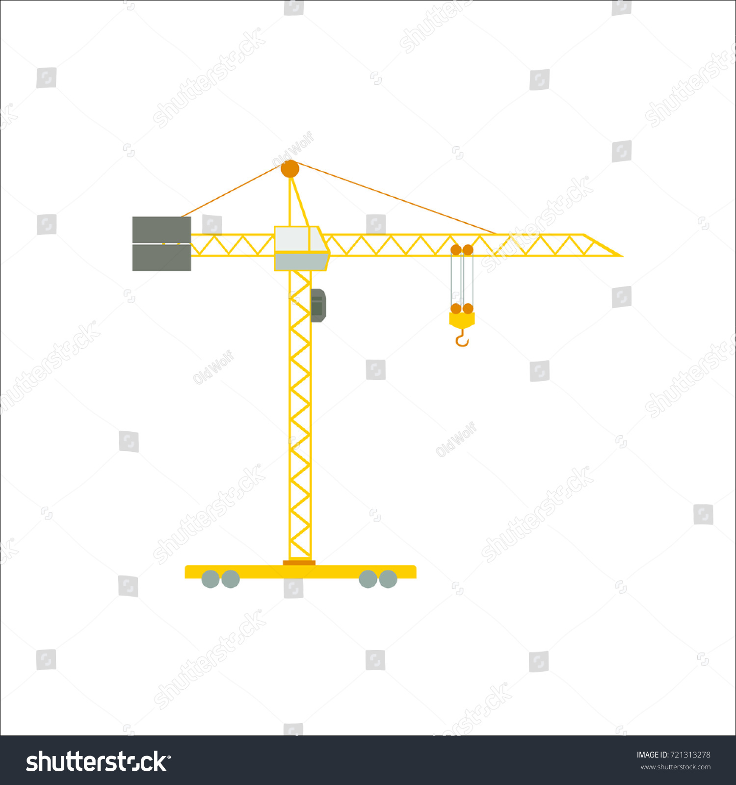 Yellow Tower Crane Icon Vector Illustration Stock Vector 721313278 ...