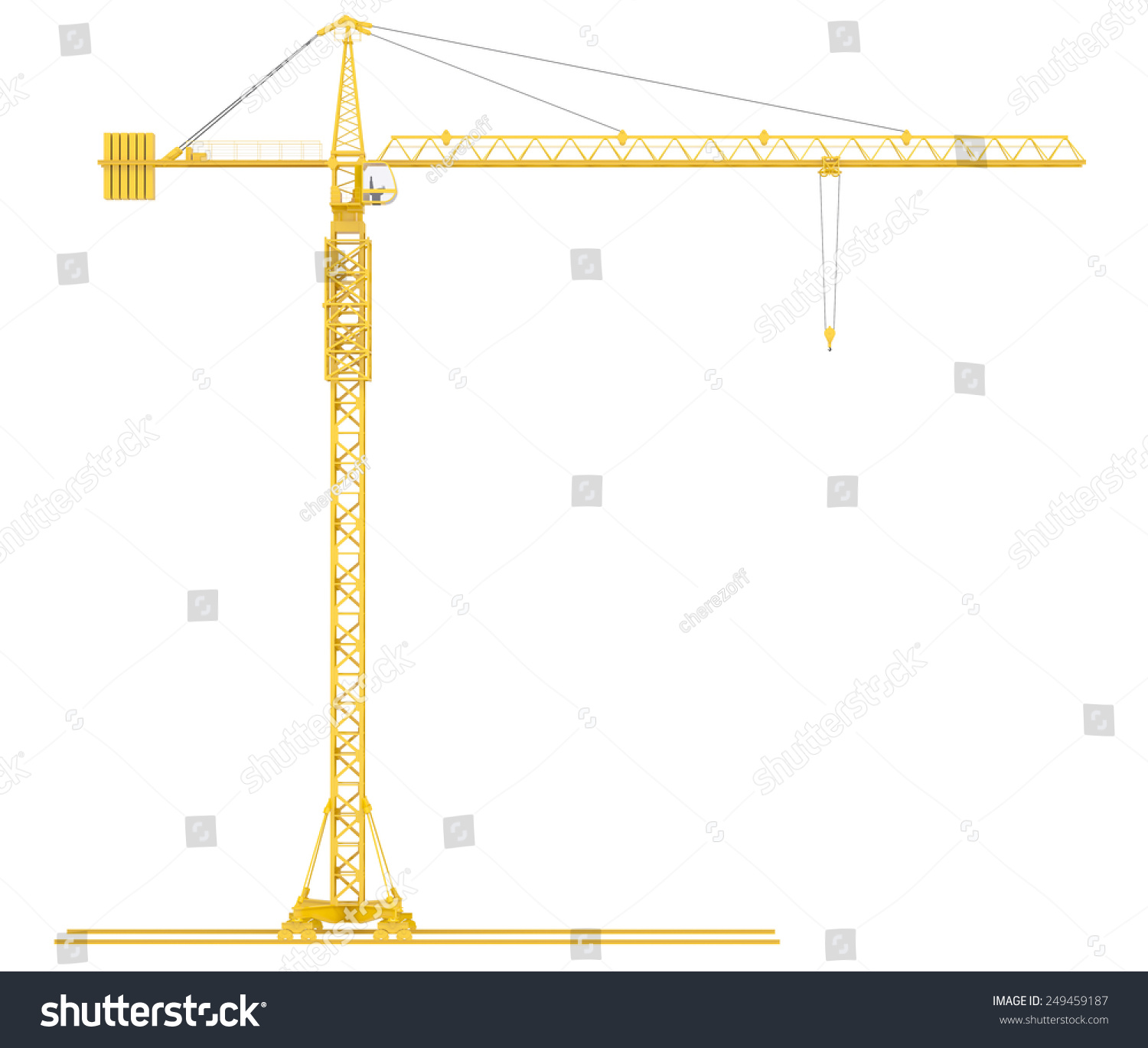 Yellow Tower Crane Isolated On White Stock Illustration 249459187 ...