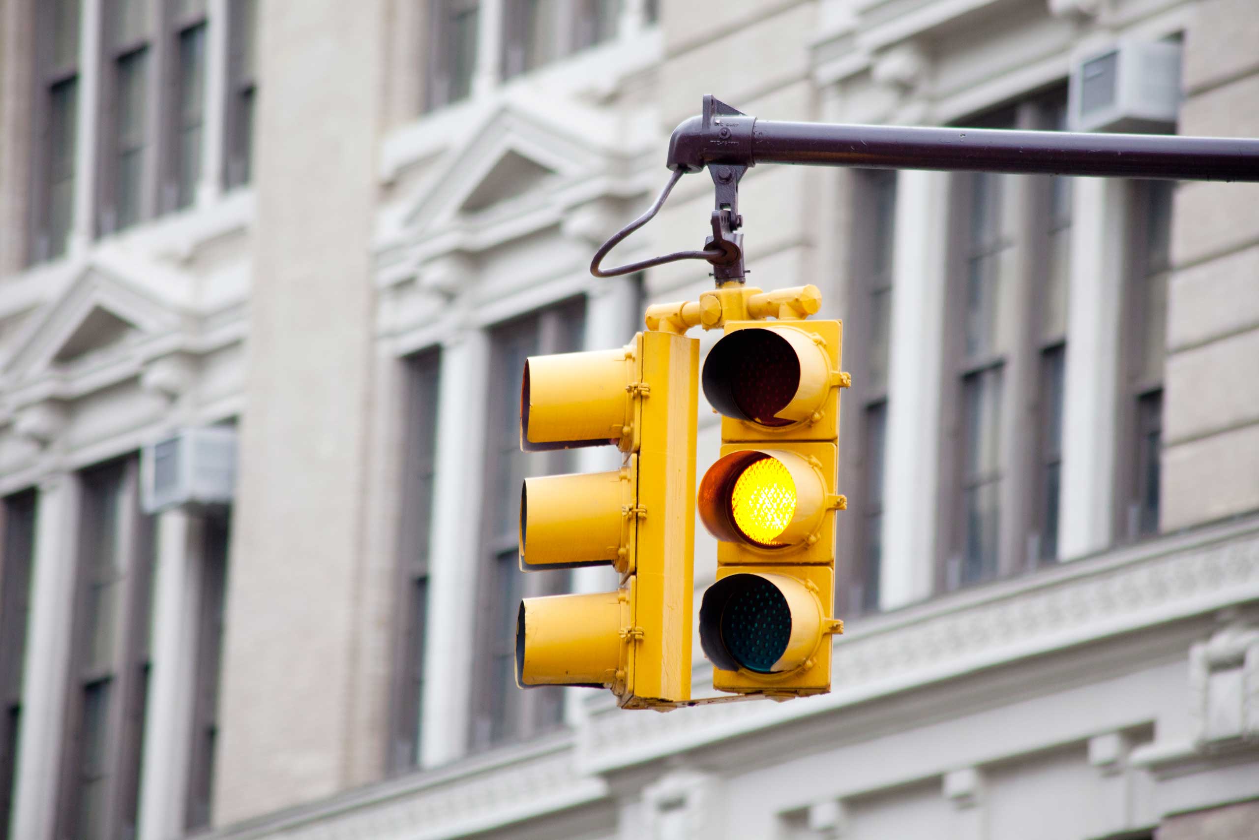 Yellow traffic light photo