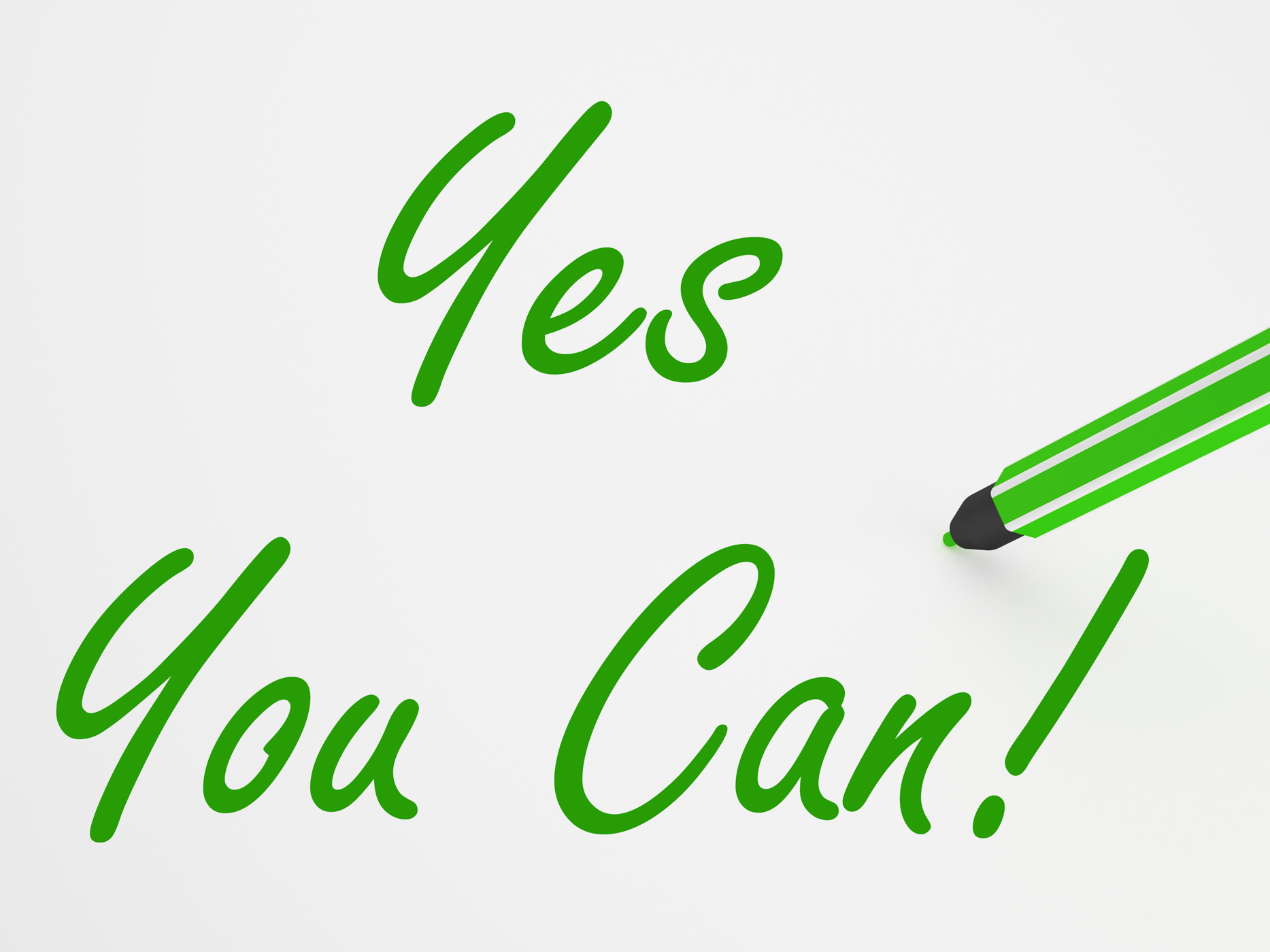 Yes you can! on whiteboard means encouragement and optimism photo