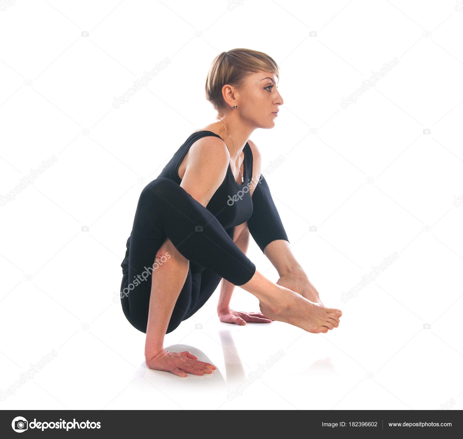 Woman Yoga Pose Isolated White Background — Stock Photo © anele77 ...