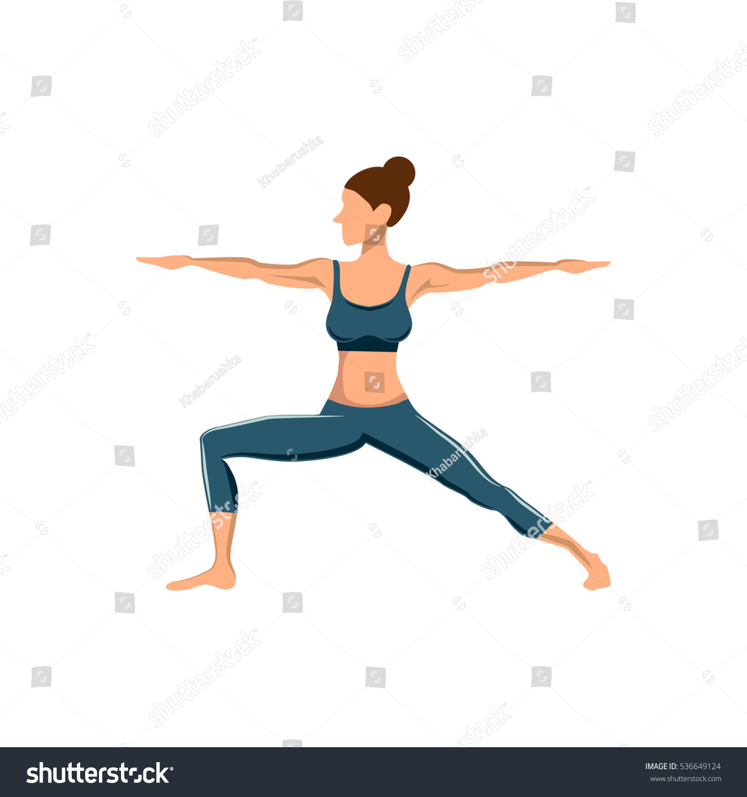 Yoga Pose Women Isolated On White Stock Illustration 536649124 ...