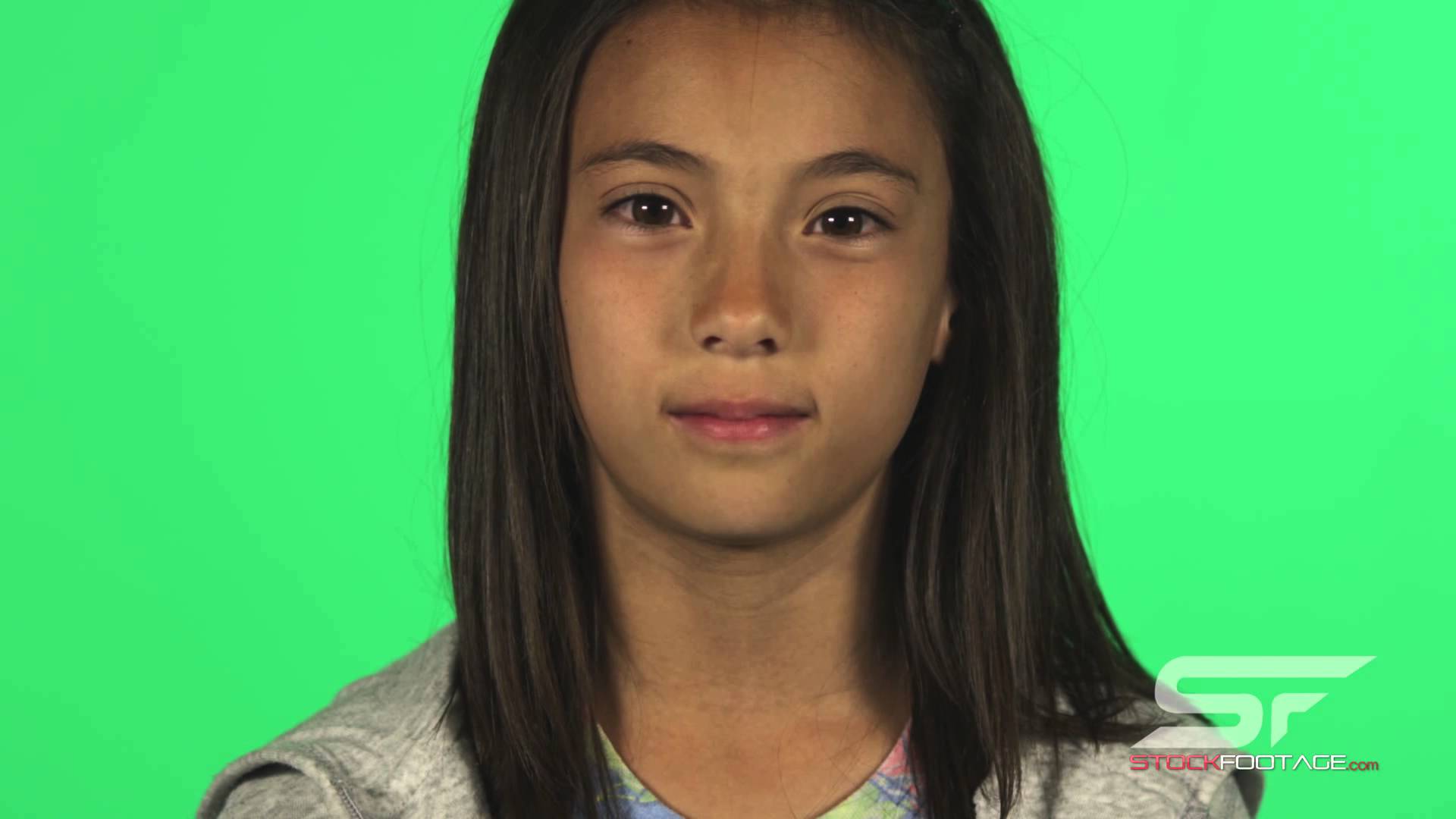 Close-up green screen shot of a young asian girl - YouTube