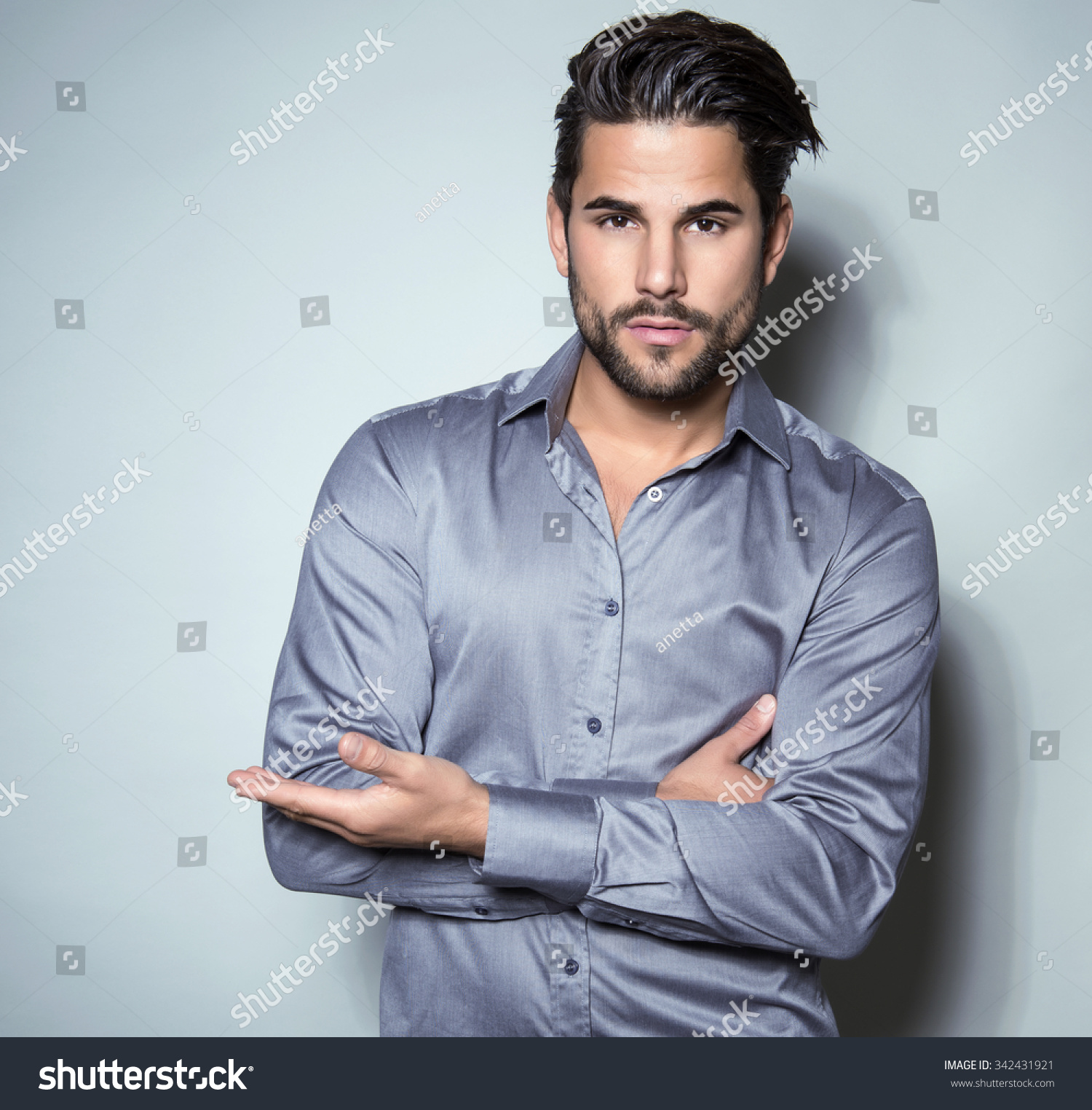Handsome Young Man Posing Office Wear Stock Photo 342431921 ...