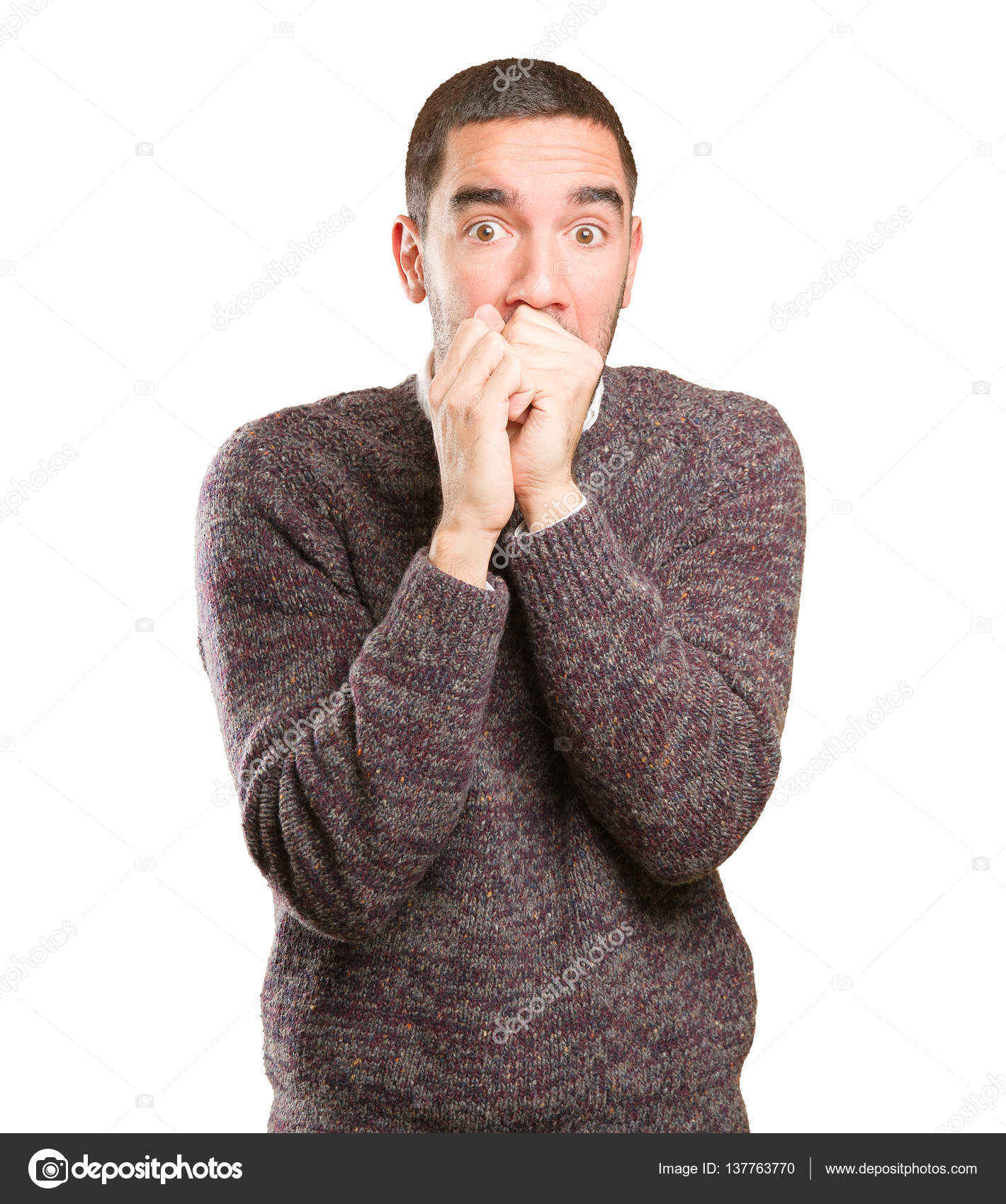 Scared young man posing — Stock Photo © agongallud #137763770
