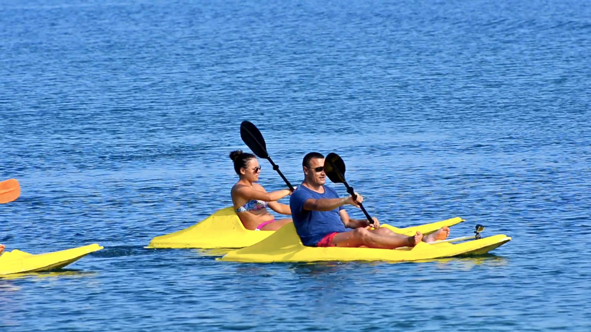 Young people having fun at sea kayaking Stock Video Footage ...