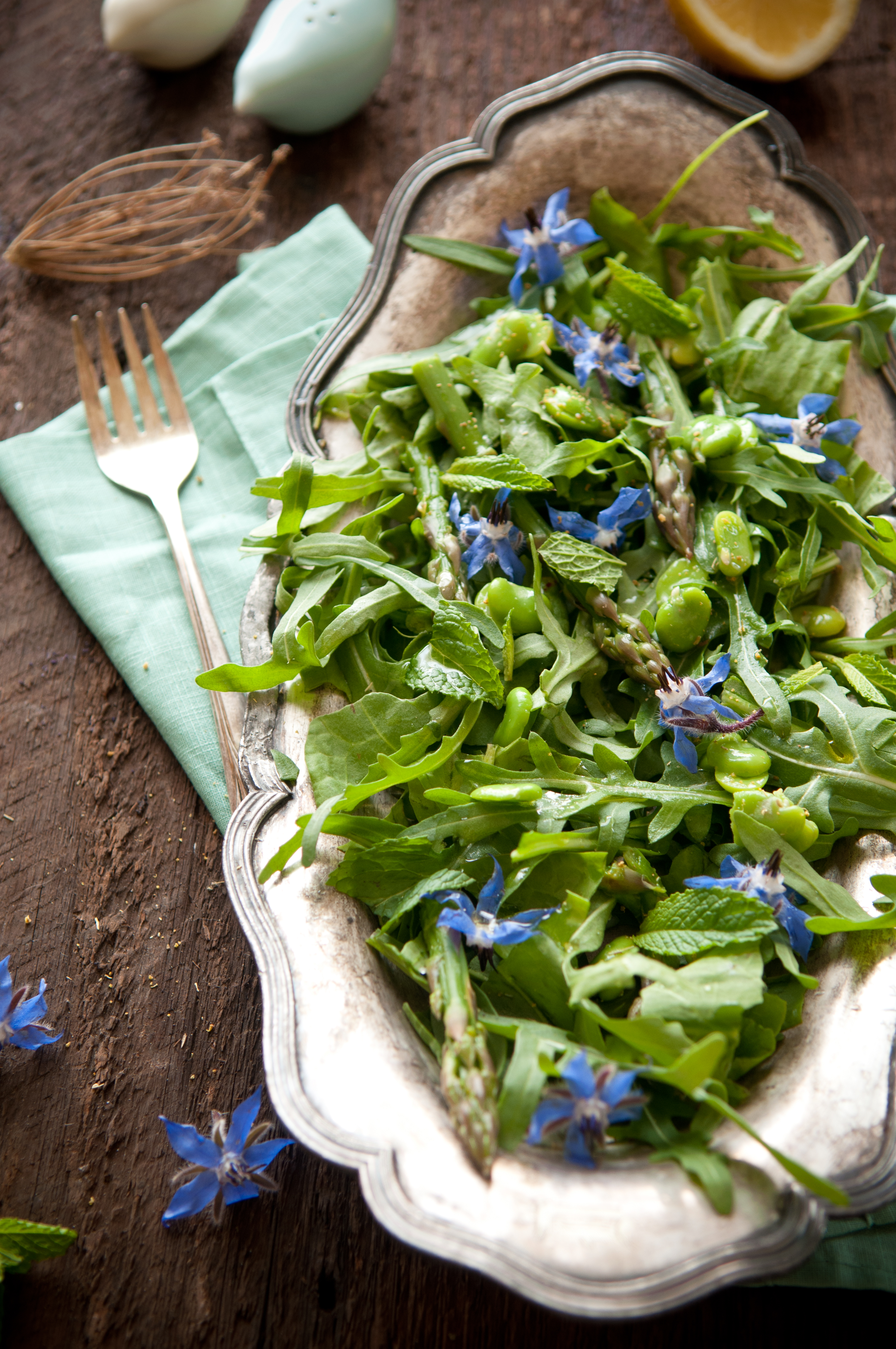 Spring Herb Salad with Fava Beans, Young Asparagus and Fresh Mint ...