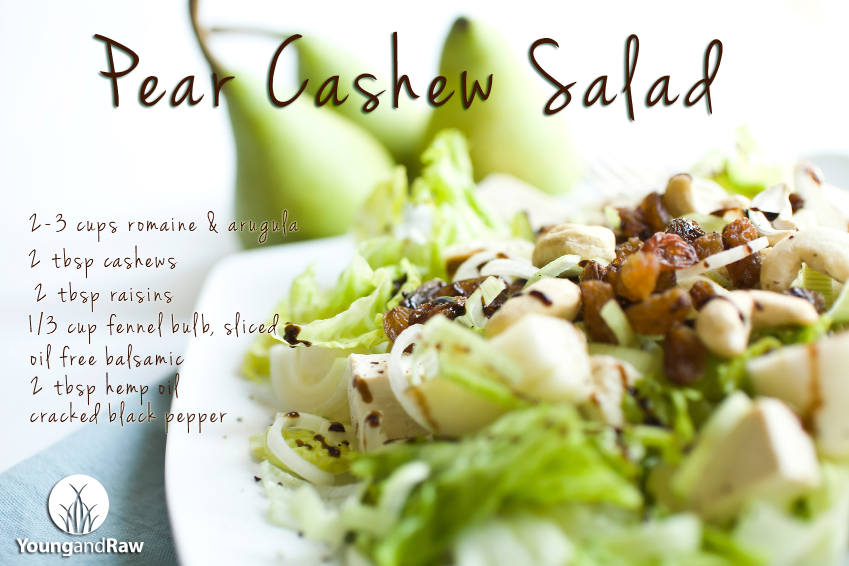 Pear Cashew Salad Recipe (vegan) | Young and Raw
