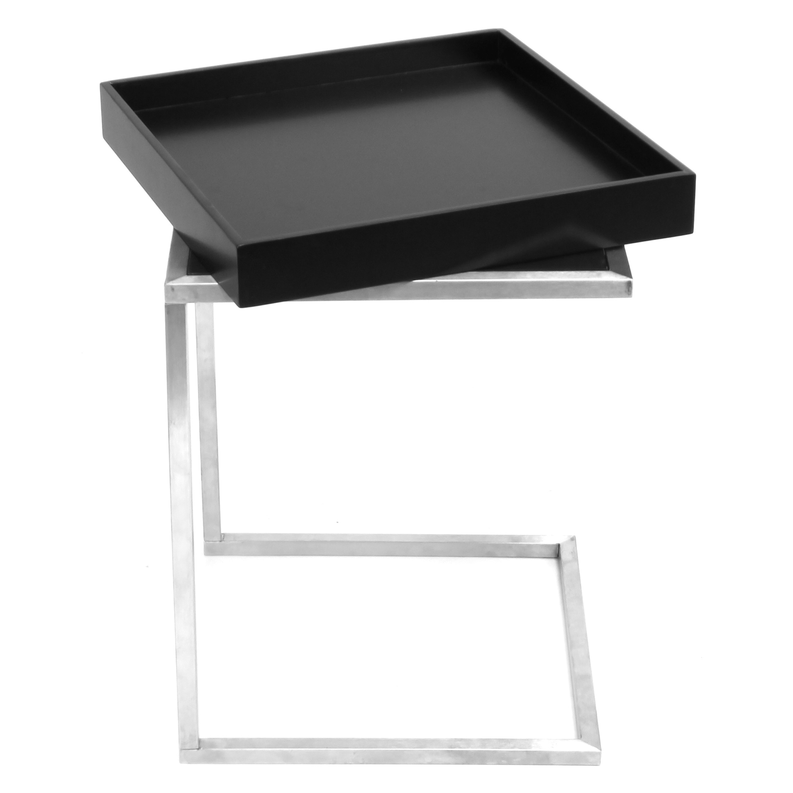 Zenn Contemporary Black and Stainless Steel Tray Table - Free ...