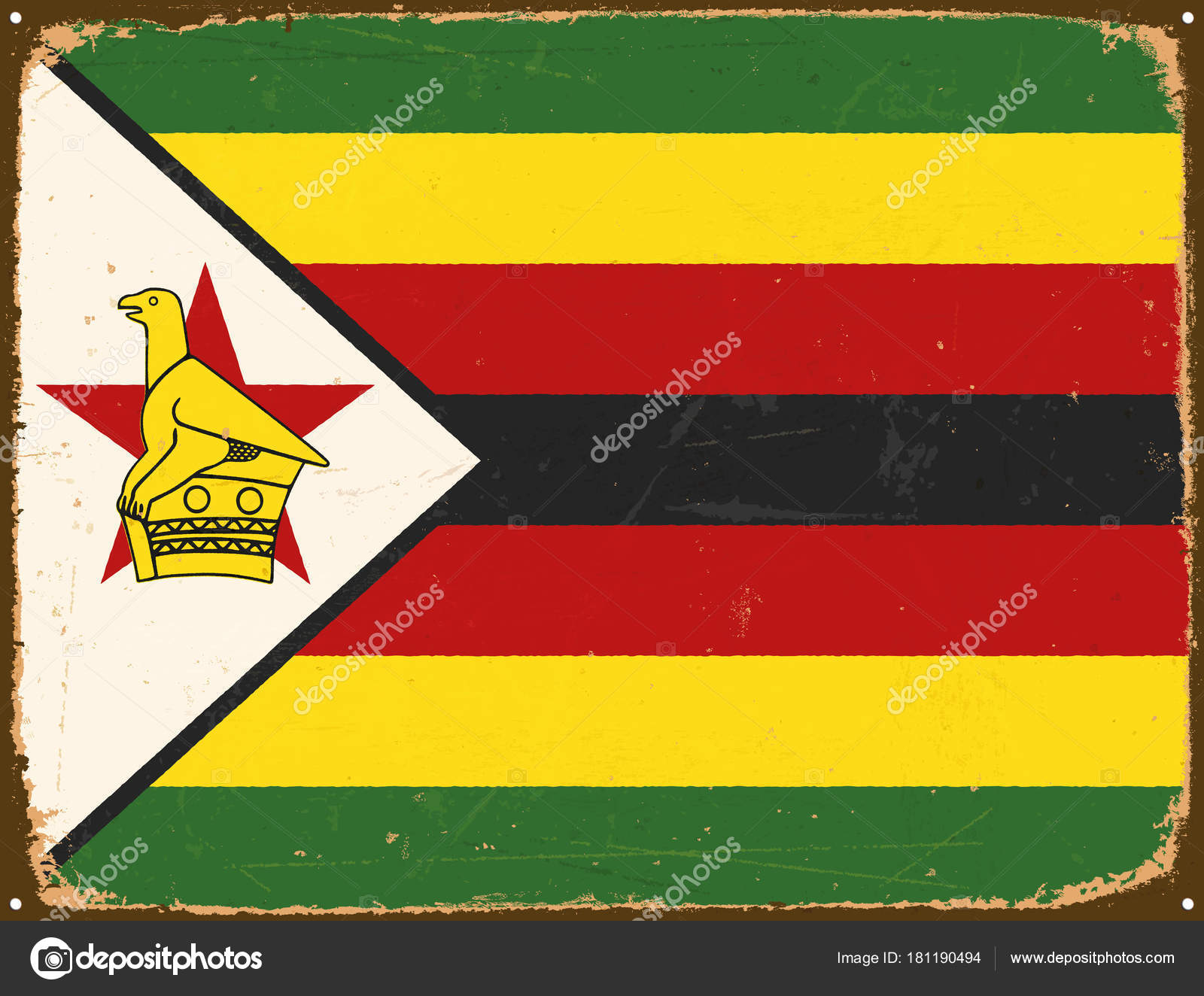 Vintage Metal Sign - Zimbabwe Flag - Vector EPS10 — Stock Vector ...
