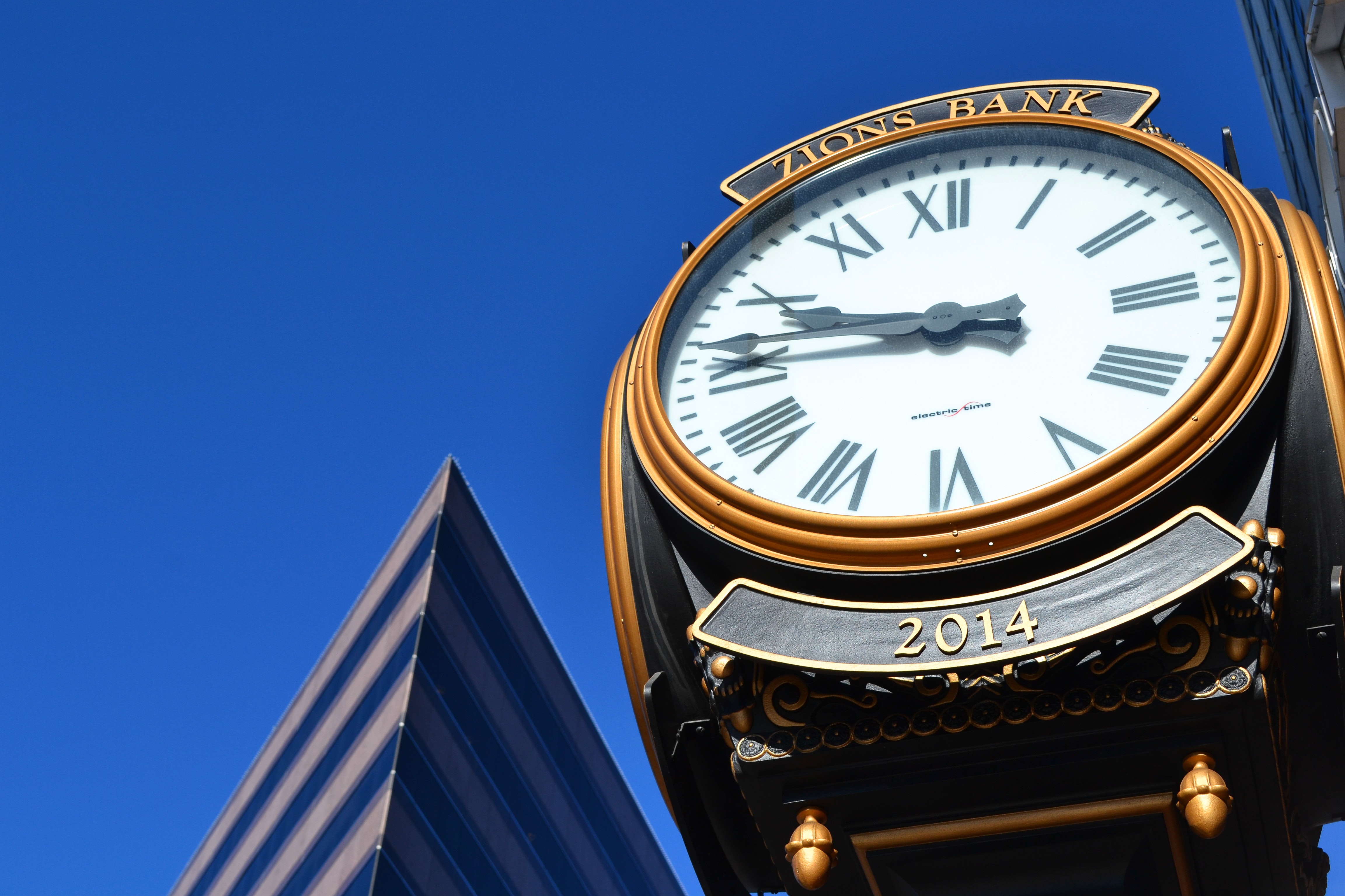 Zions Bank 2014, Circle, City, Clock, Close -up, HQ Photo