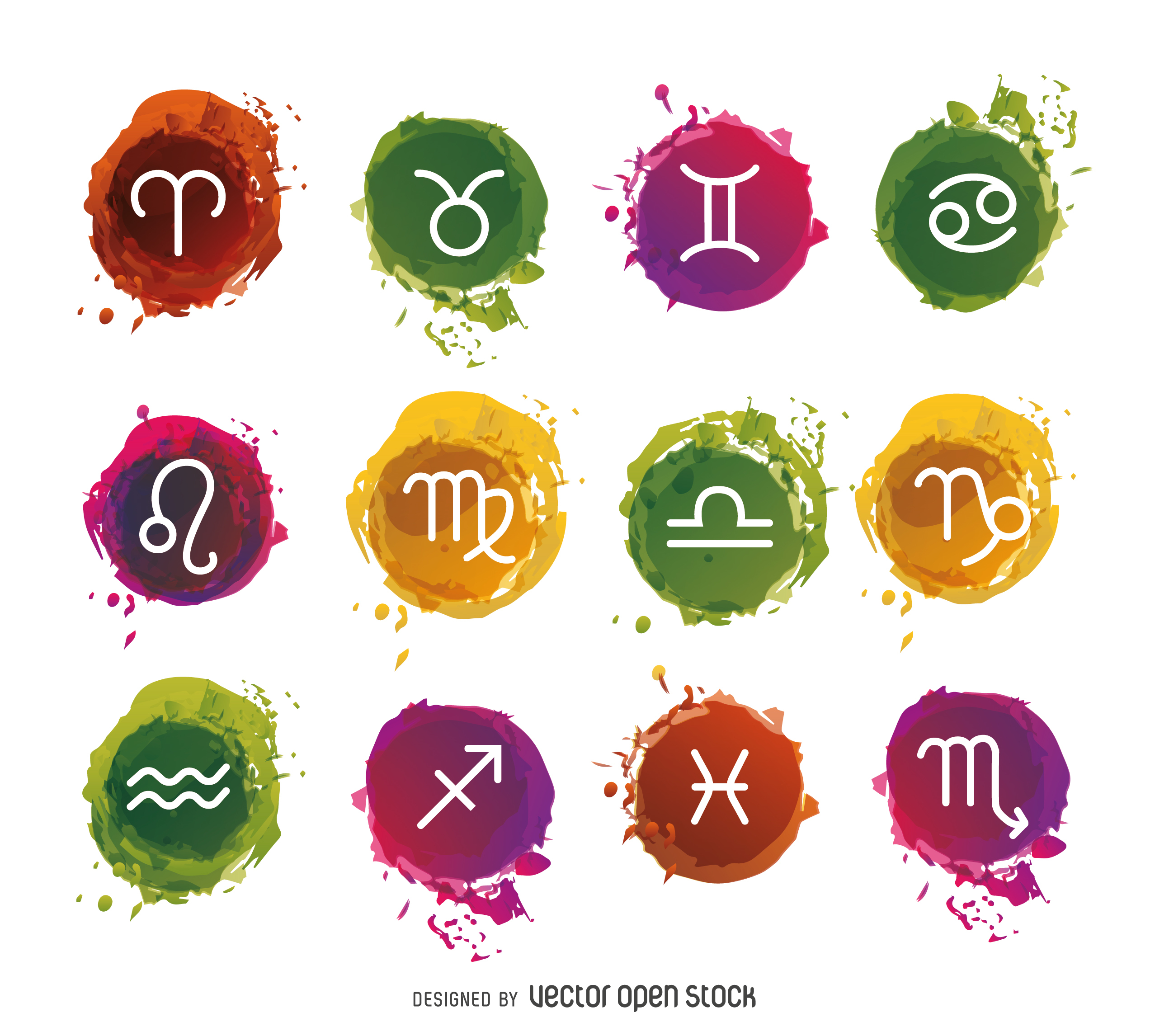 Watercolor zodiac sign set - Vector download