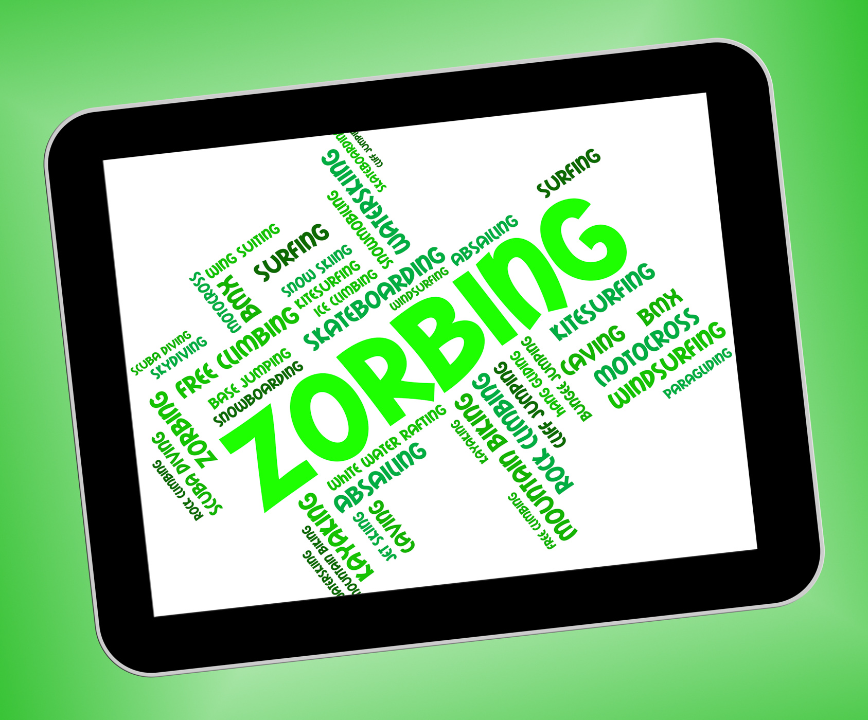 Zorbing word indicates wordcloud zorber and rolling photo