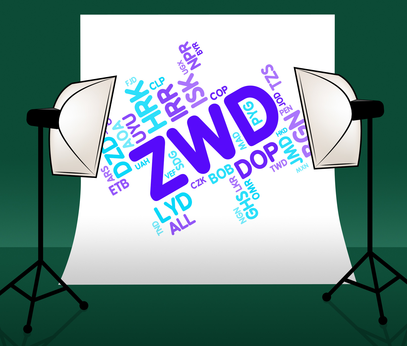 Zwd currency represents forex trading and broker photo