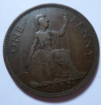1937 One penny coin