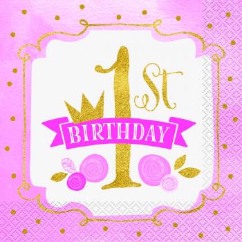 Pink 1st Birthday Napkins | Kid's Party | Party Fever | Party Fever