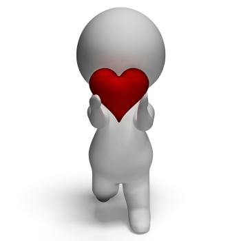 3d Character Holding Heart Shows Love And Valentines
