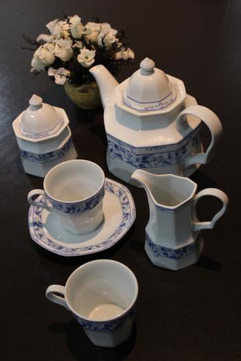 A blue and white china tea set