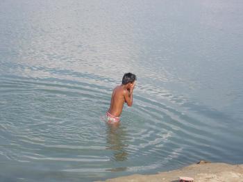 A boy bathing