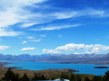 Sat on top of Mt. John to enjoy the view… Perfect sky and water ...